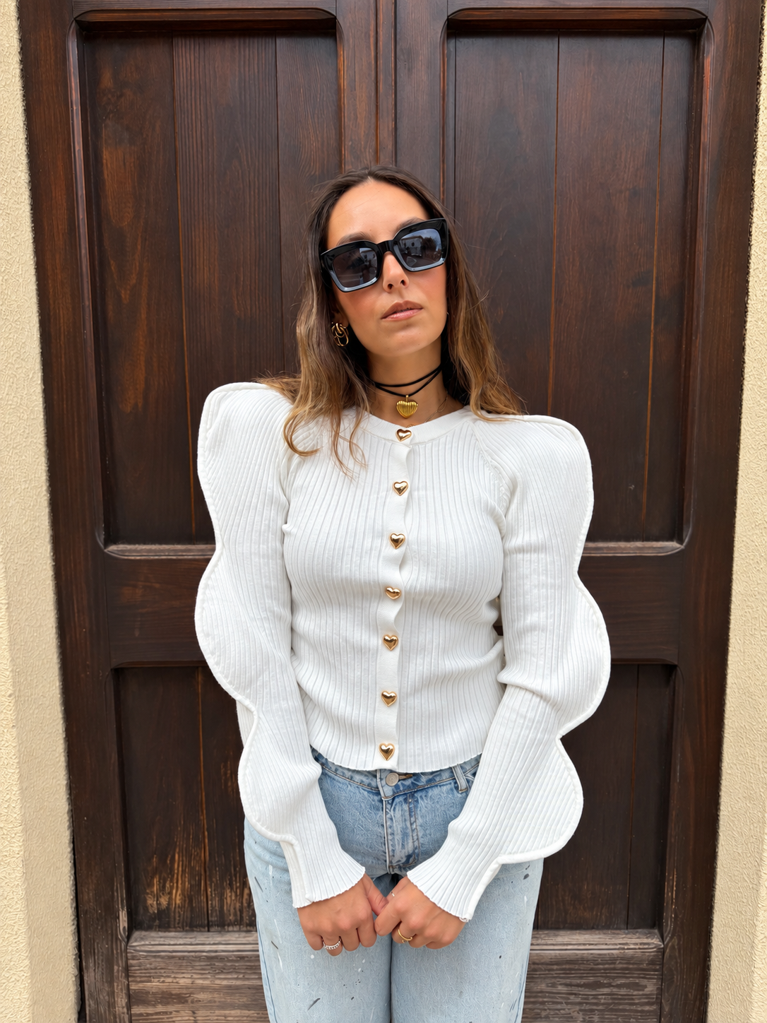 Cardigan “Heart Muse” bianco