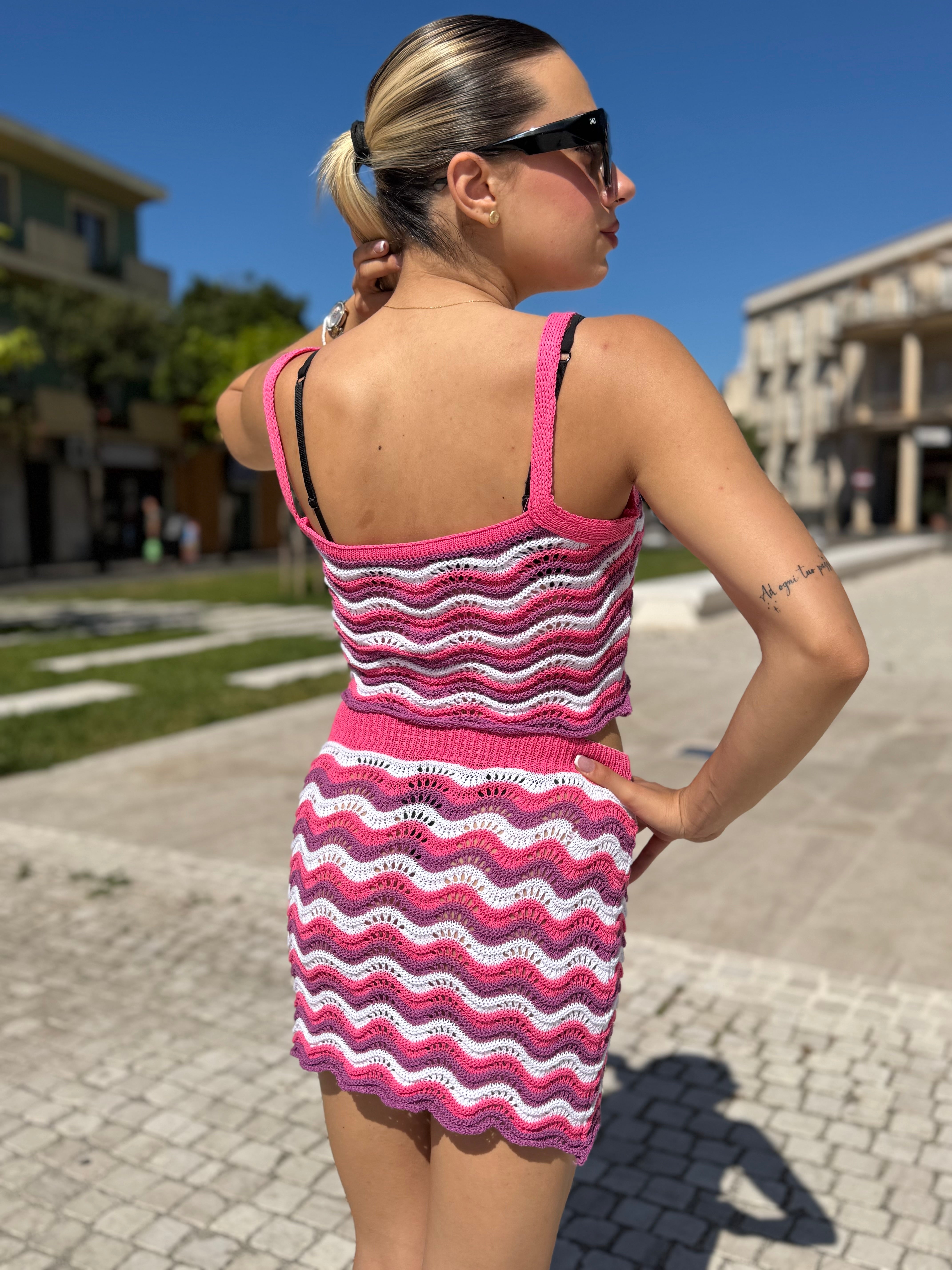 Completo “Sunset Waves” fucsia