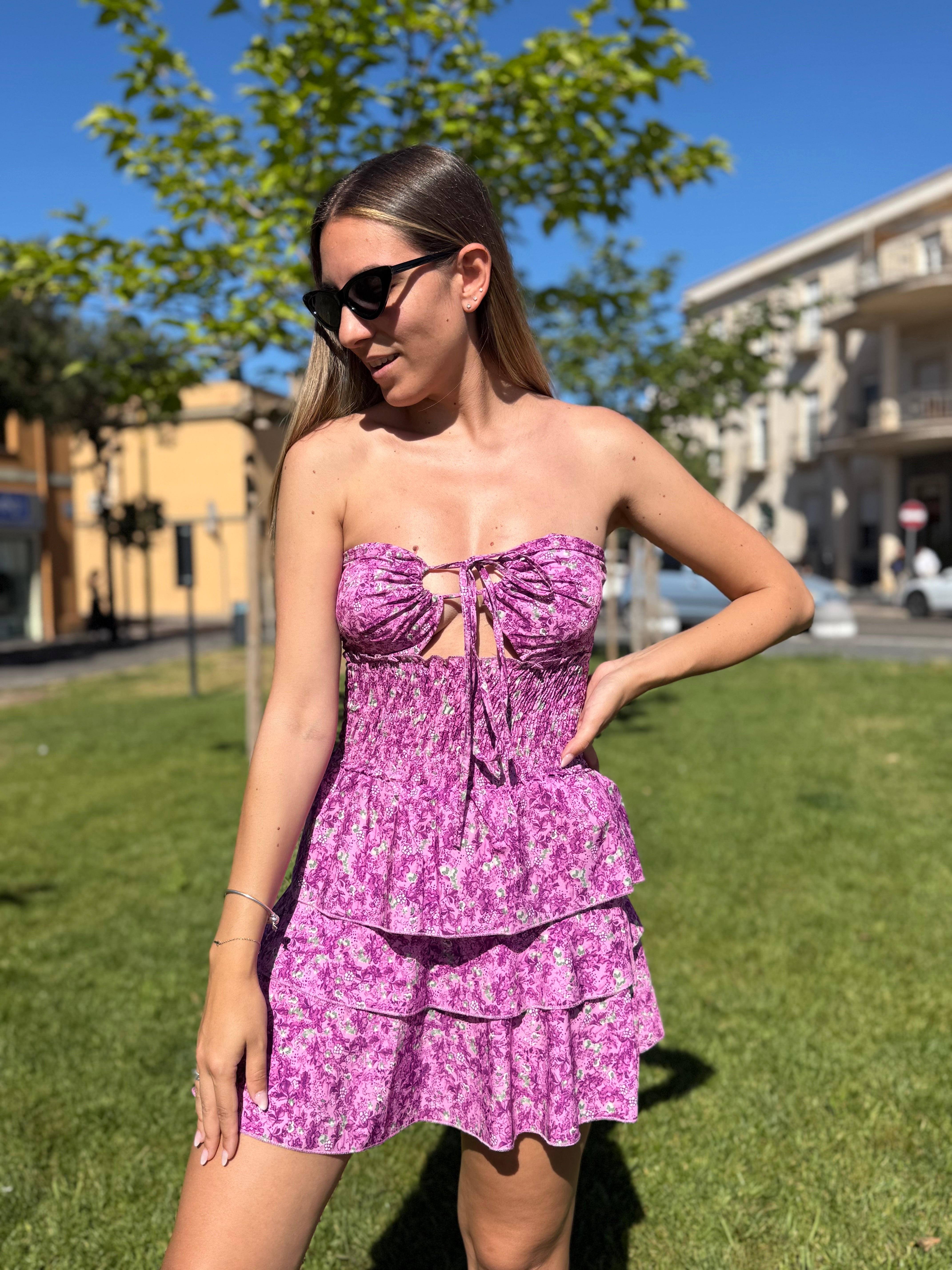 Mini abito “Jolie Bloom” magenta
