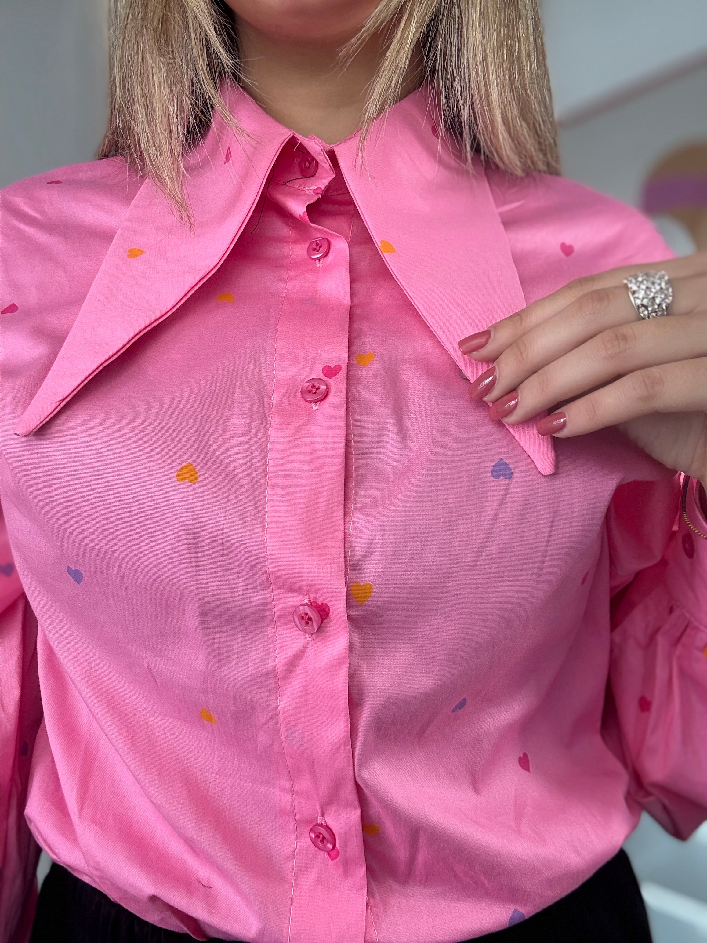 Camicia “Heartfull” rosa baby