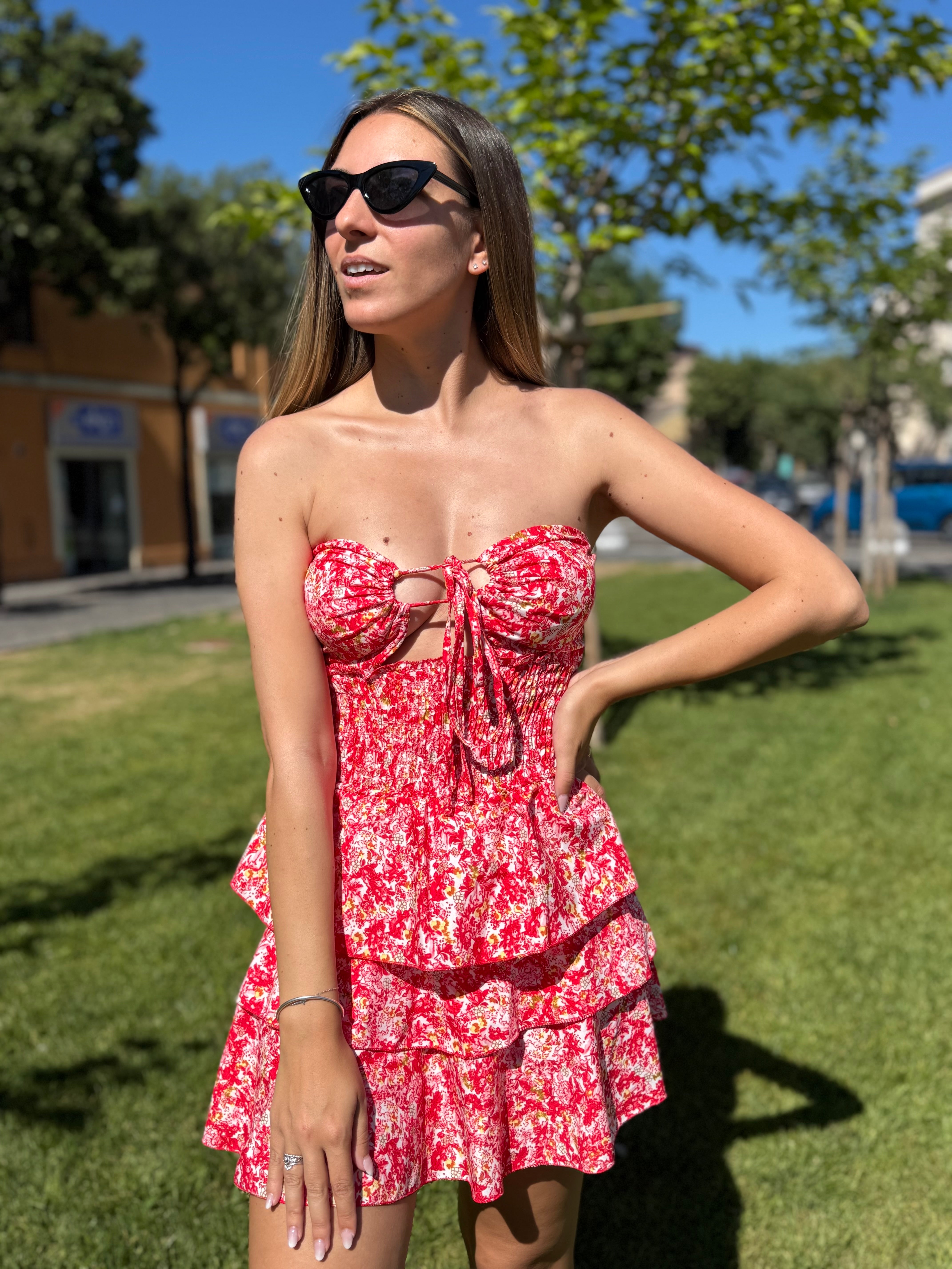 Mini abito “Jolie Bloom” rosso