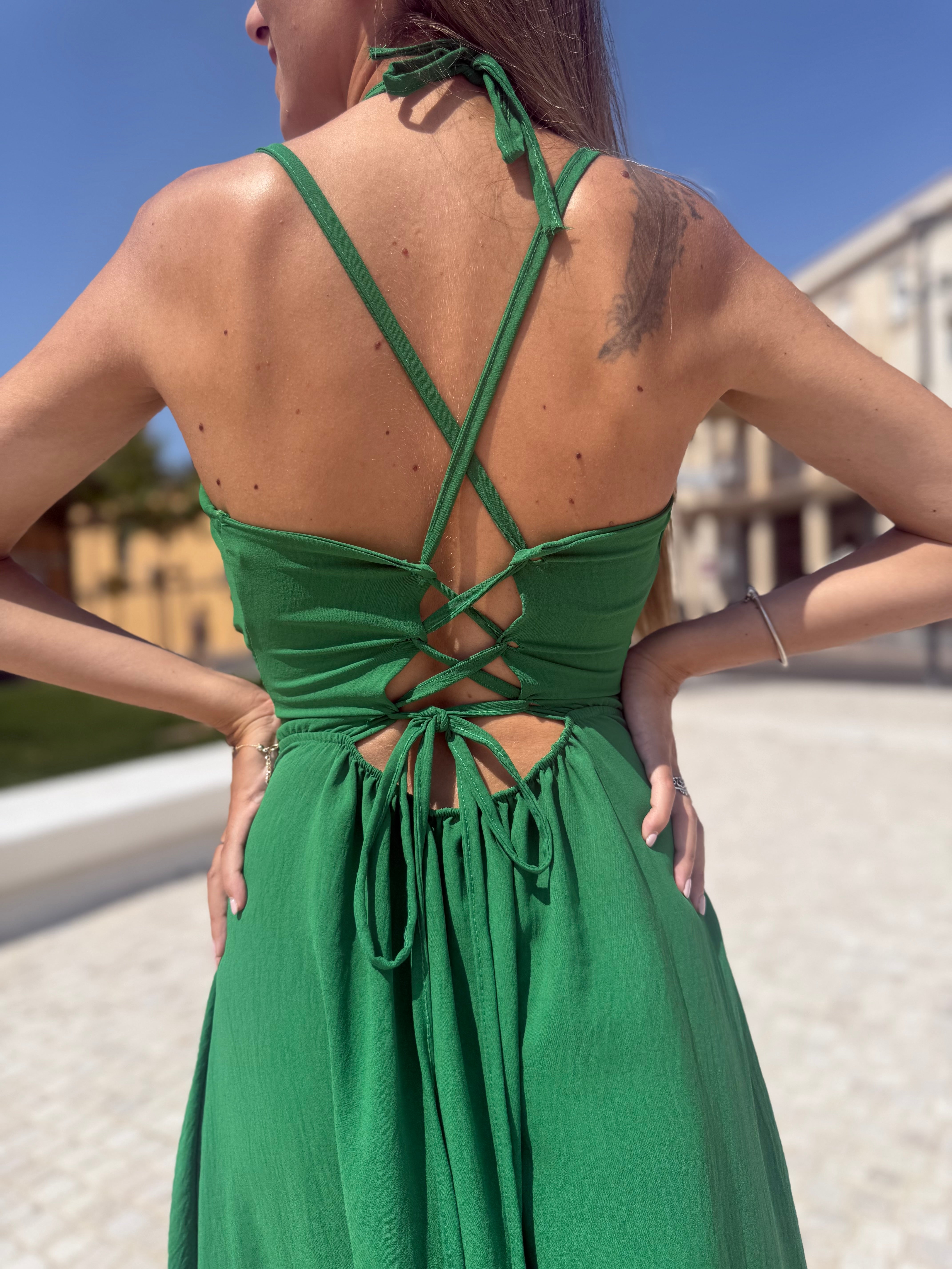 Abito “Lace up” verde