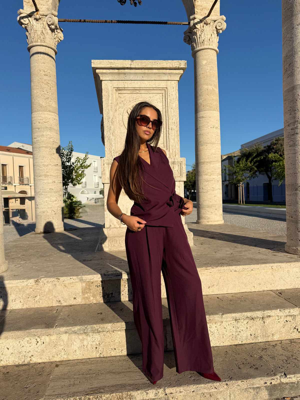Completo gilet “Eliseee” bordeaux