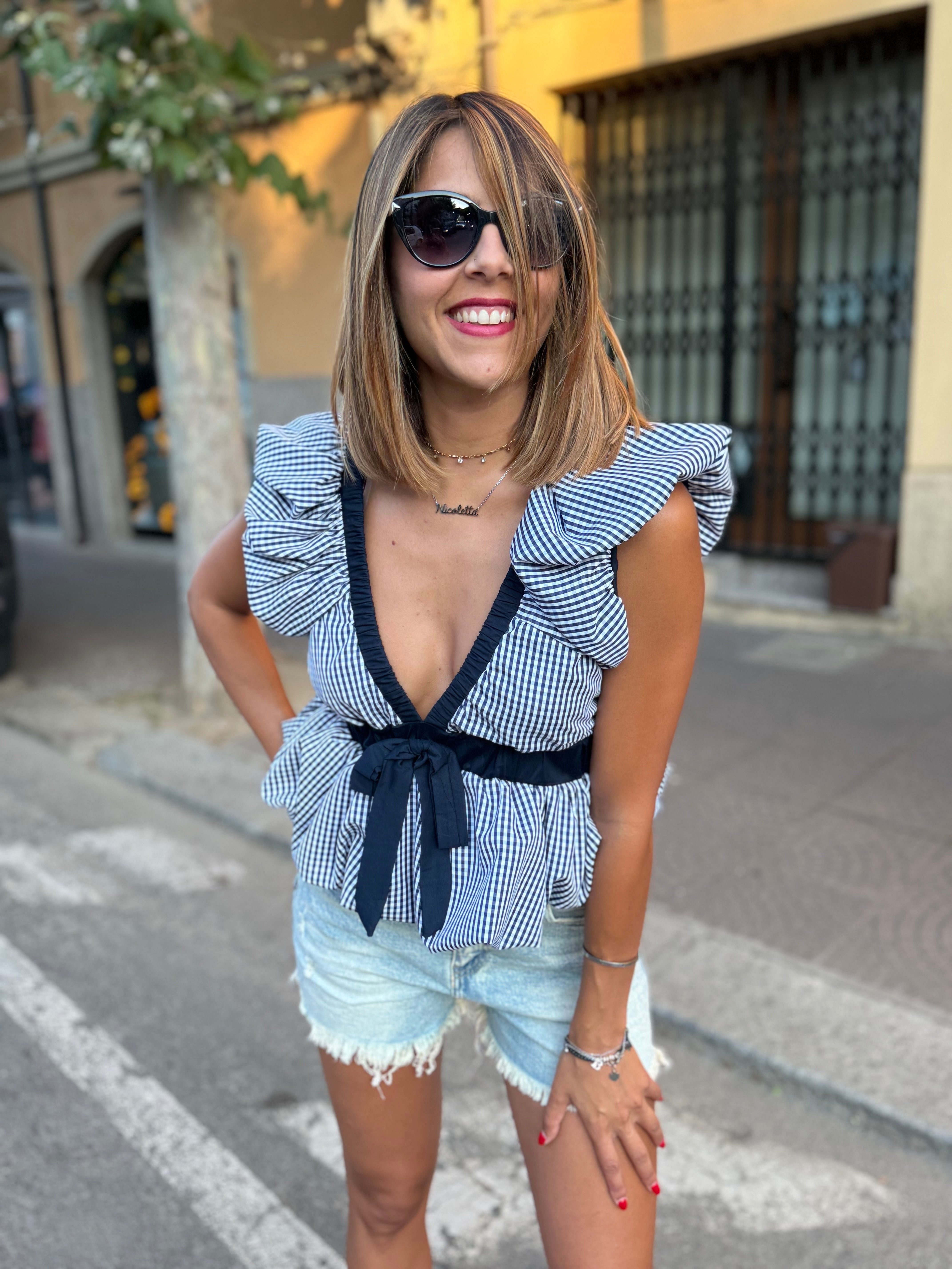 Top “Vichy Breeze” blu