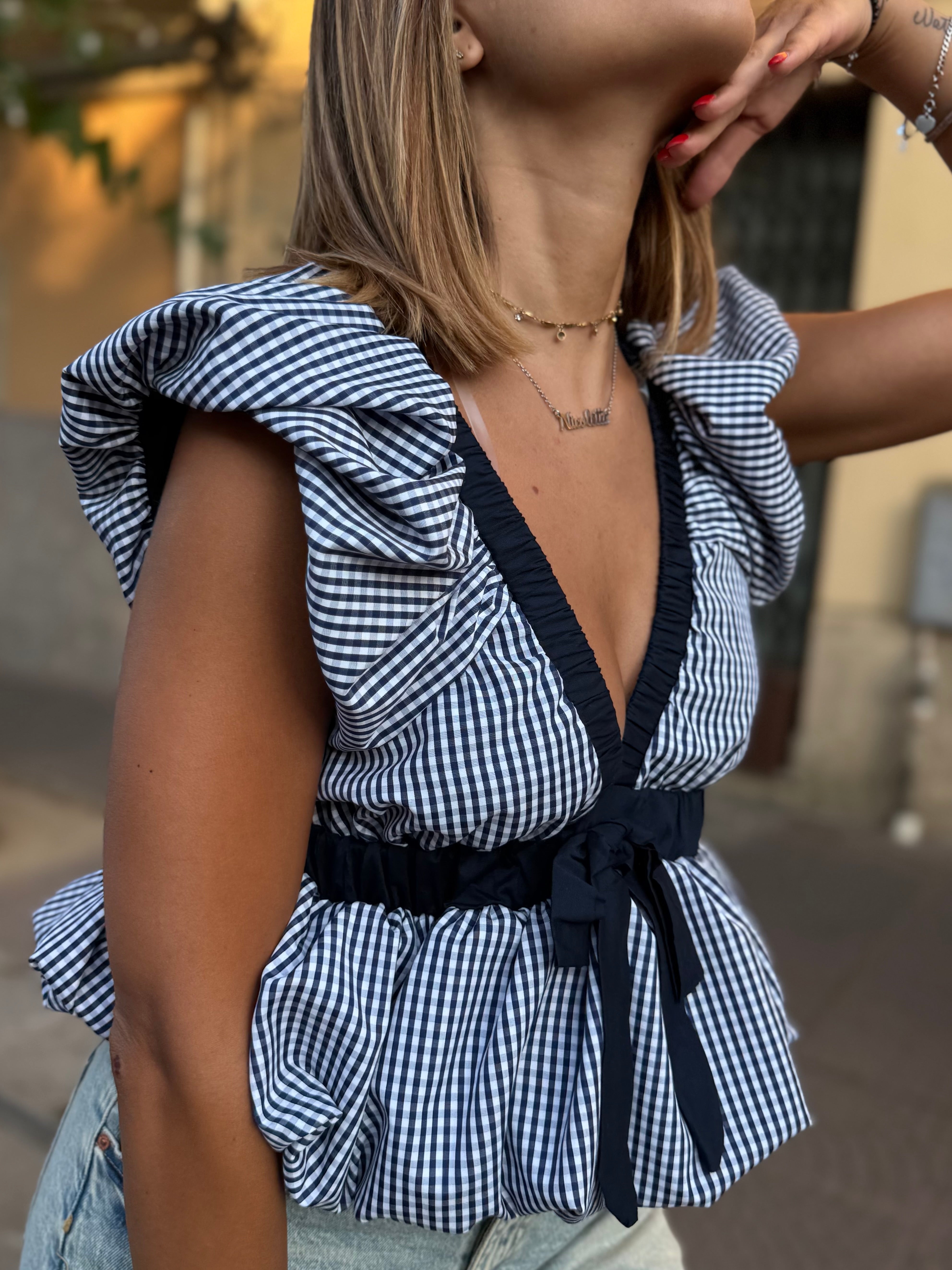 Top “Vichy Breeze” blu