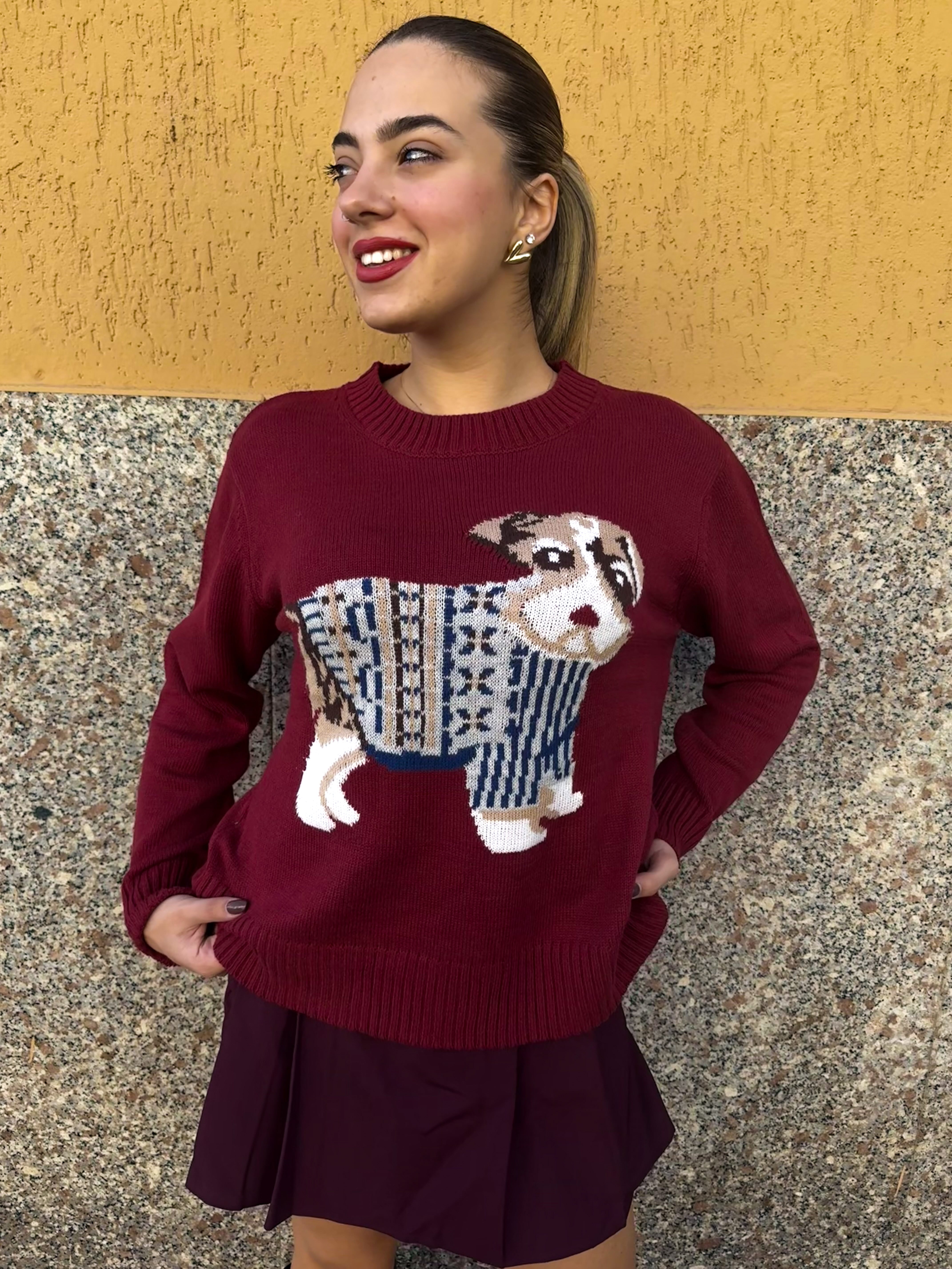 Pullover “Puppy Mood” bordeaux