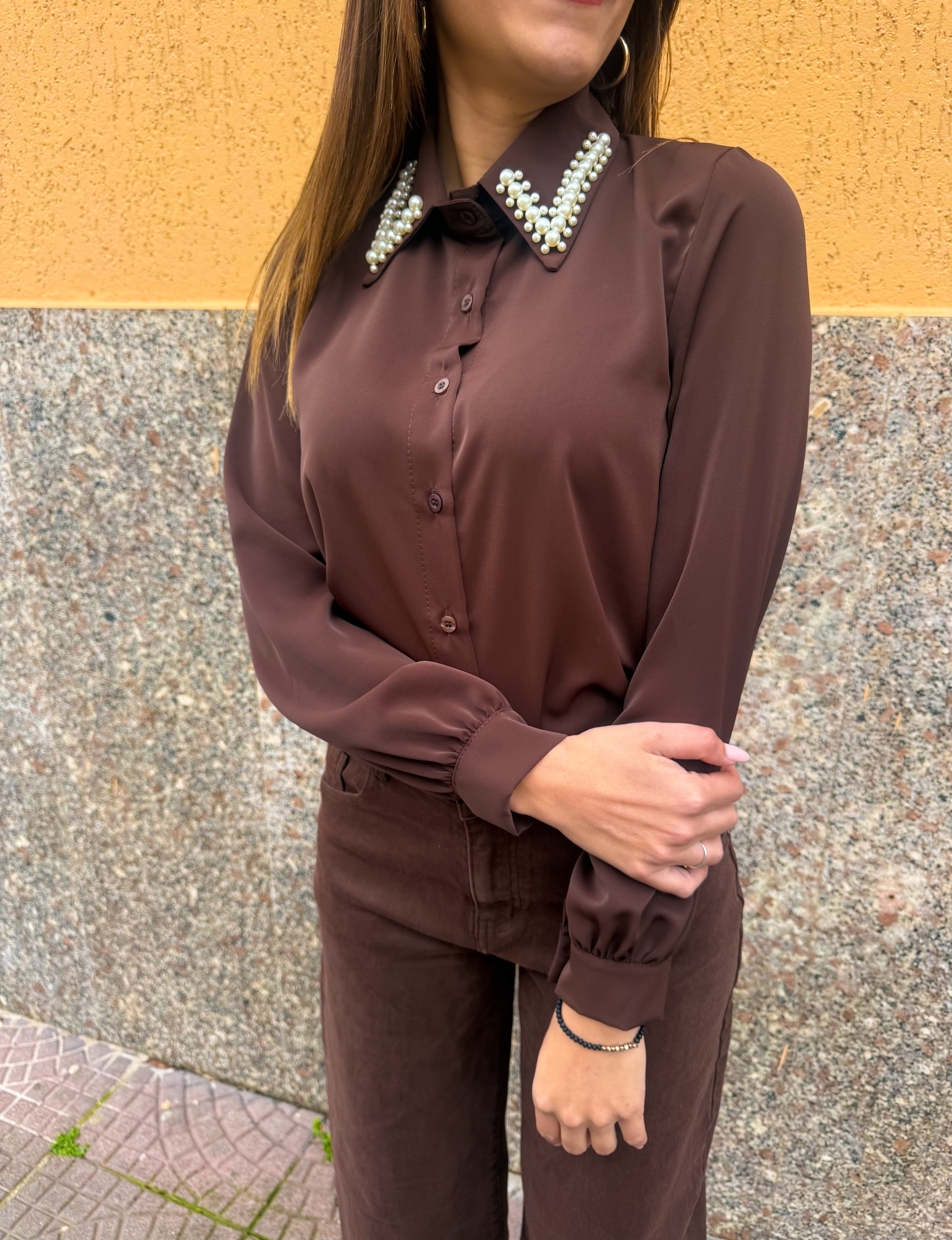 Camicia “Iconic Pearl” marrone