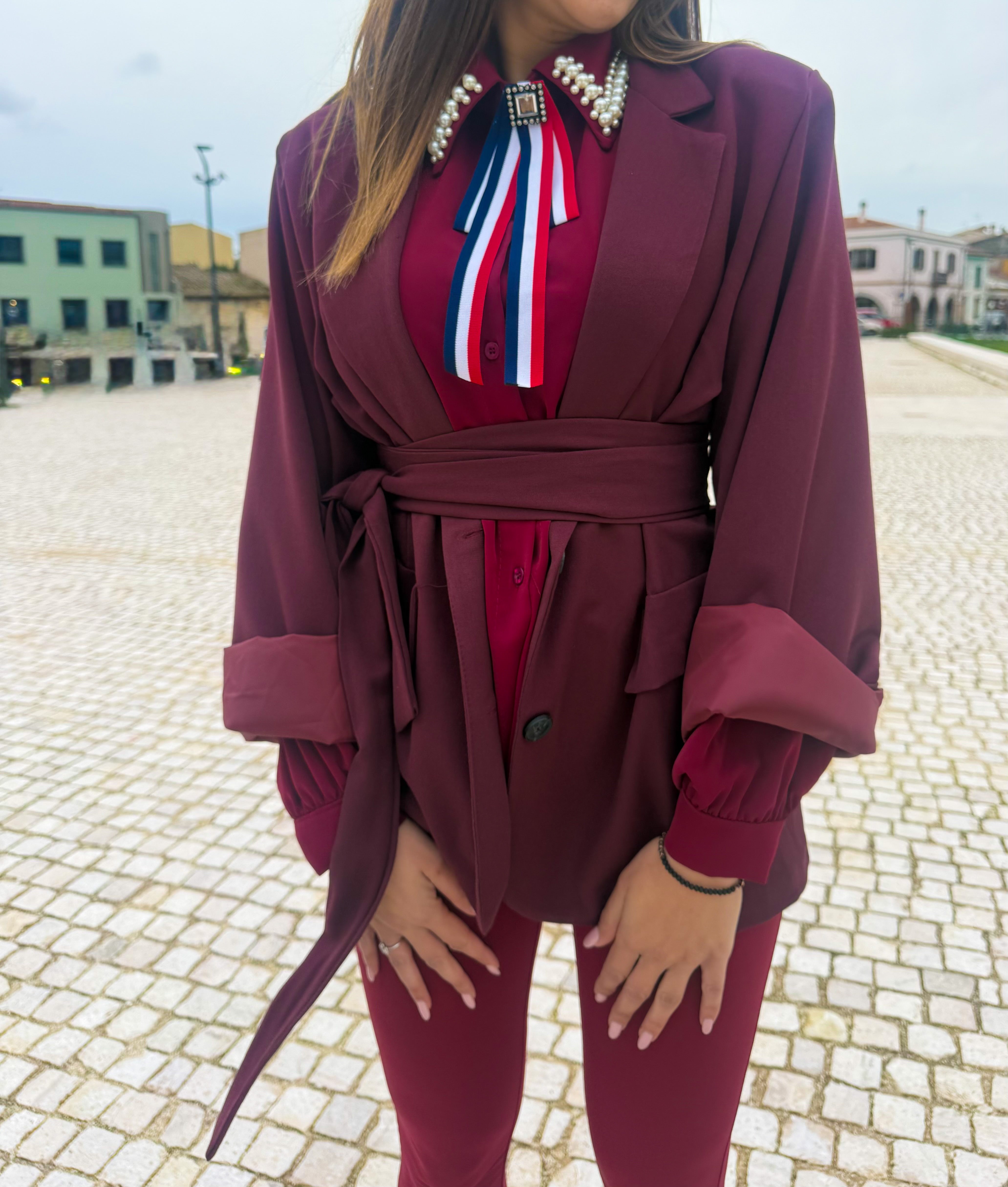 Camicia “Iconic Pearl” bordeaux