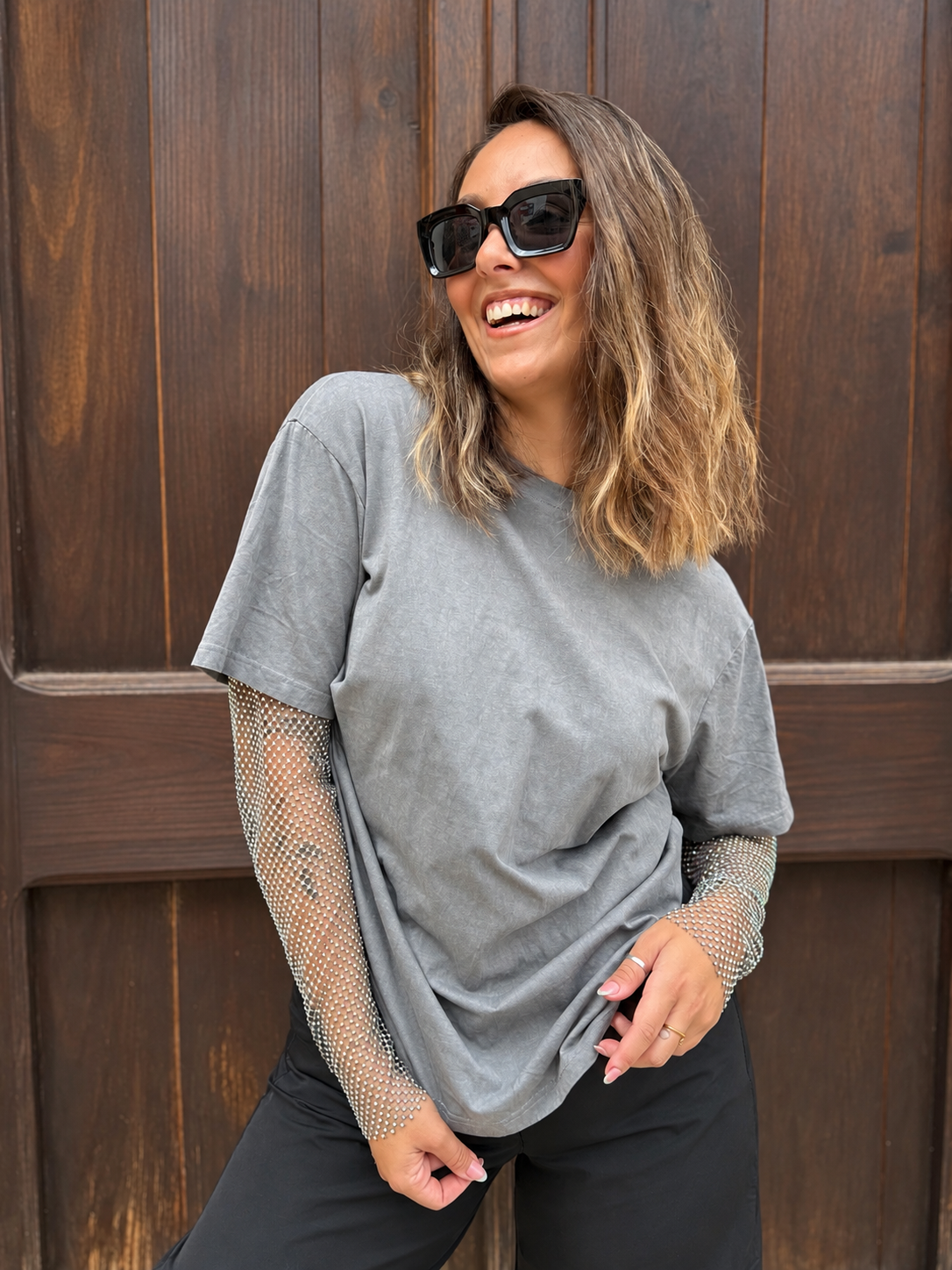 T-shirt “Crystal Mesh” grigia