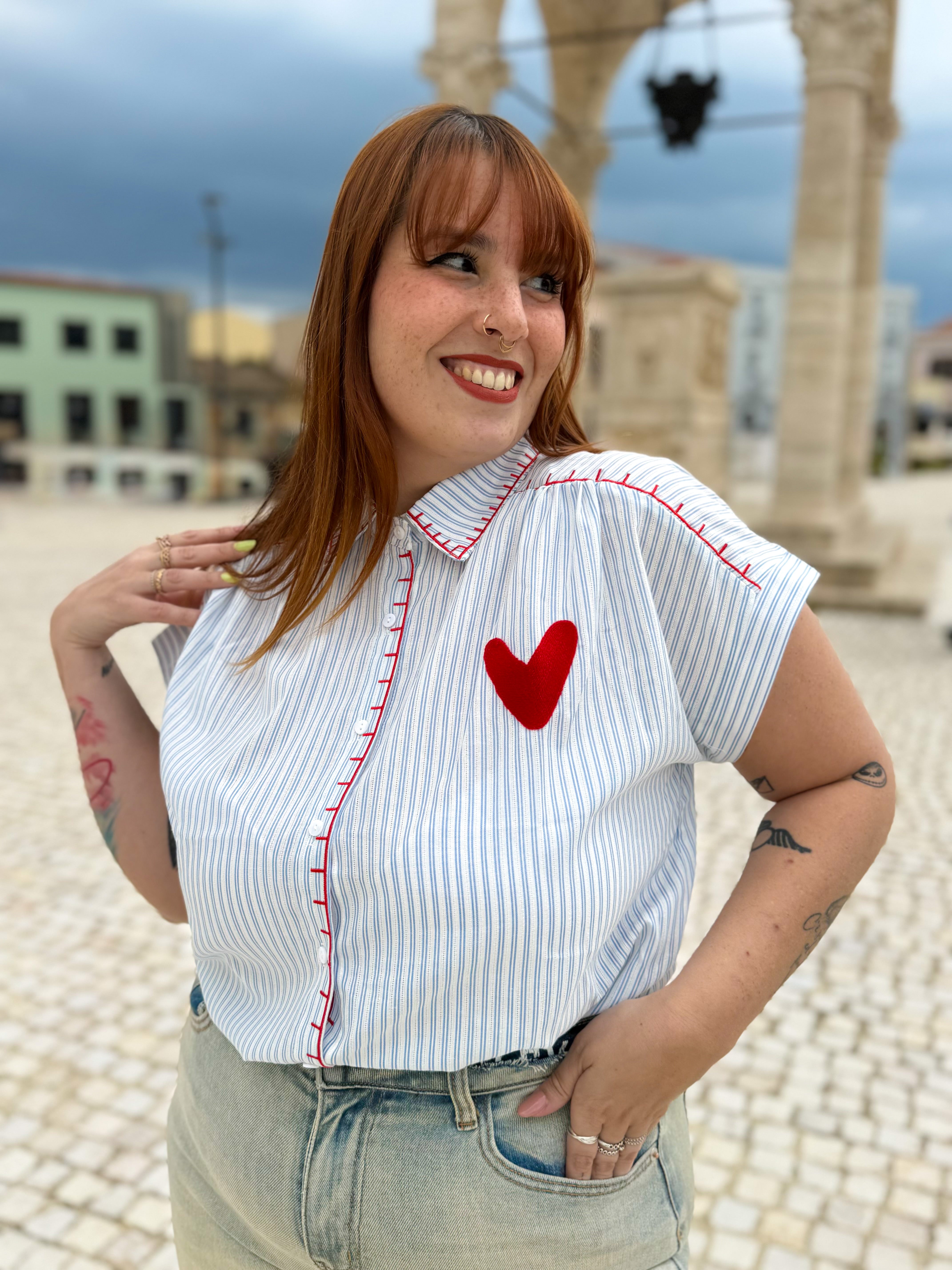 Camicia “Heartline” celeste