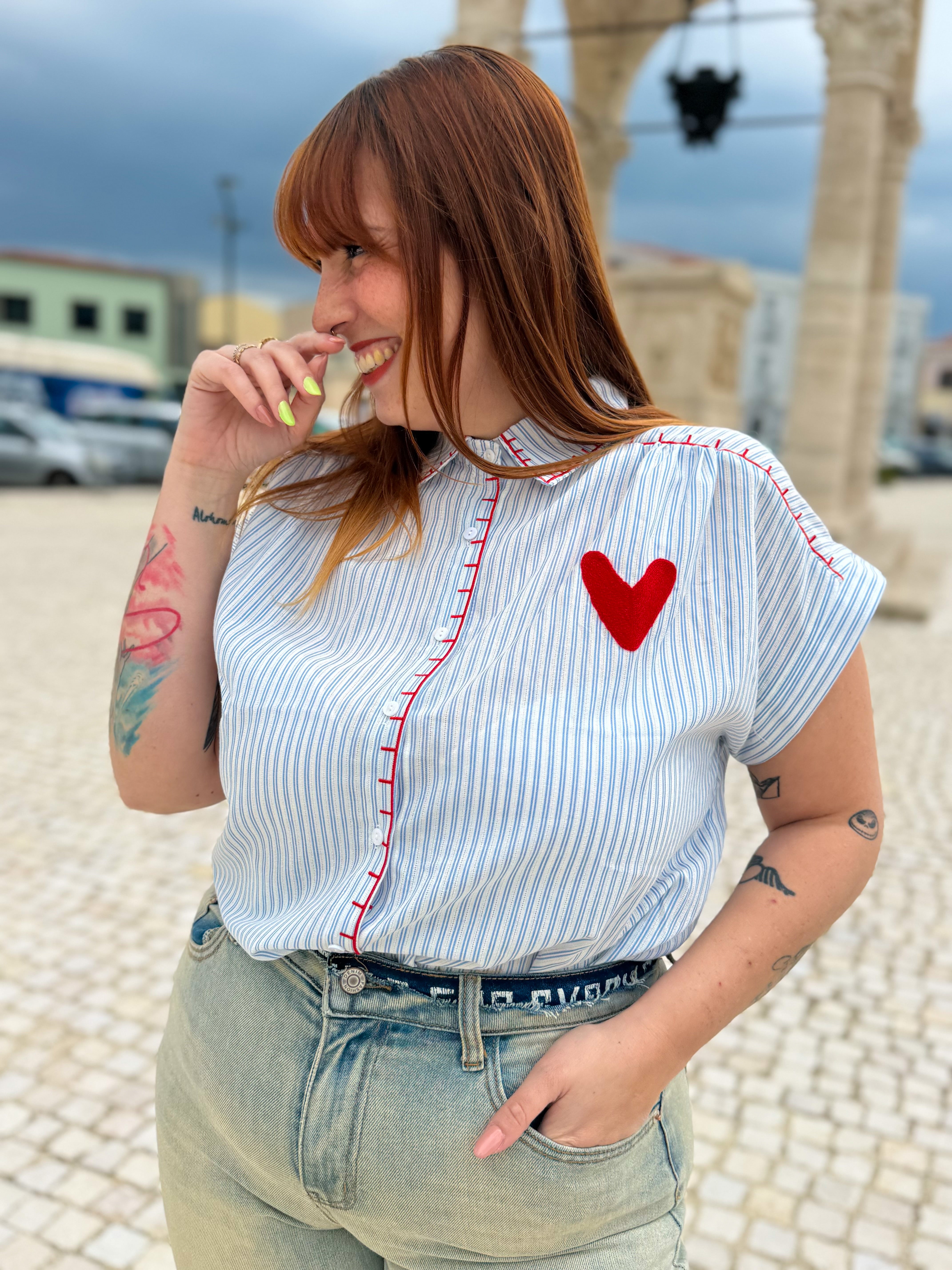Camicia “Heartline” celeste