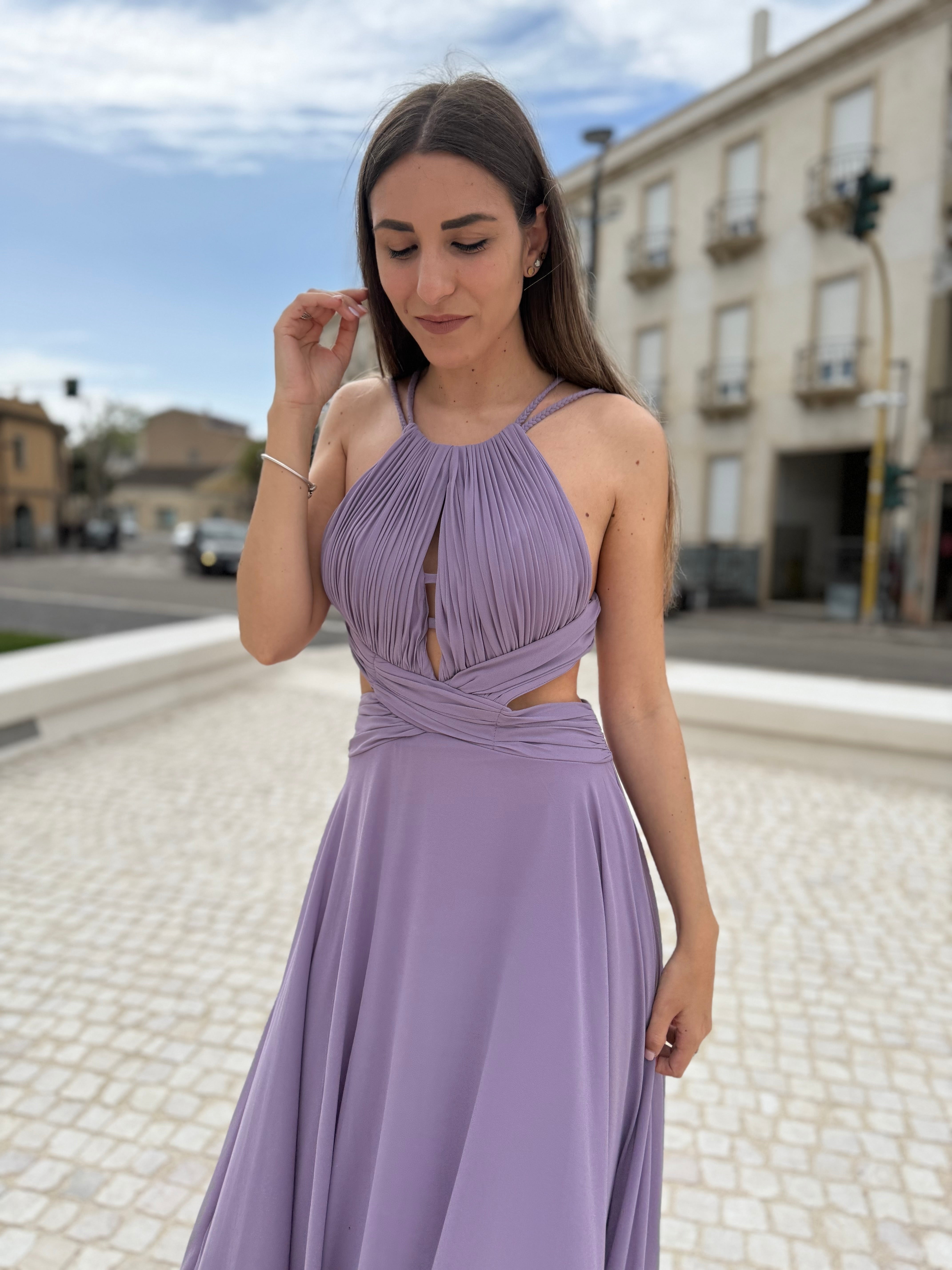 Maxi abito “Let’s celebrate” glicine