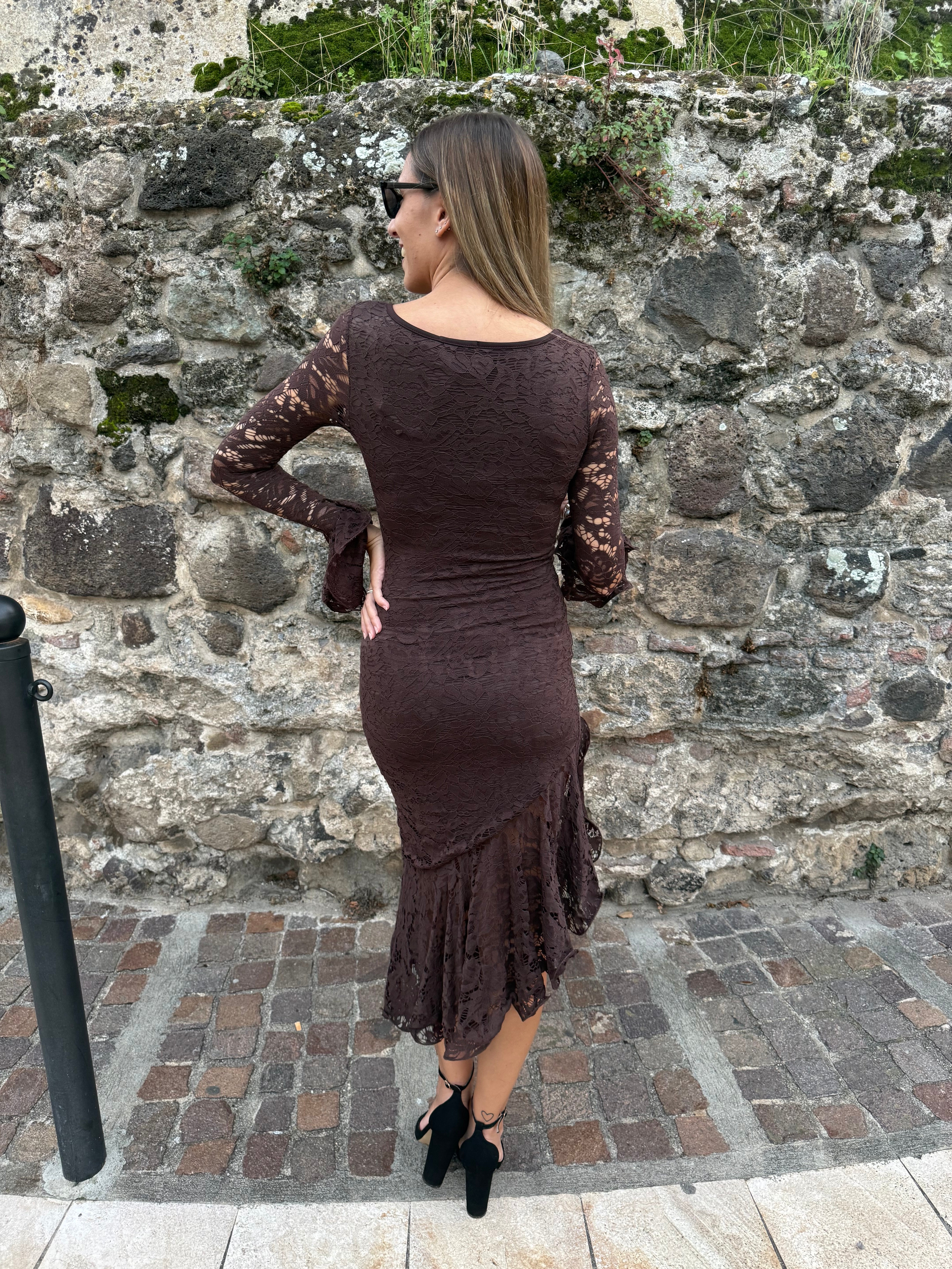 Abito “Aurora Lace” marrone