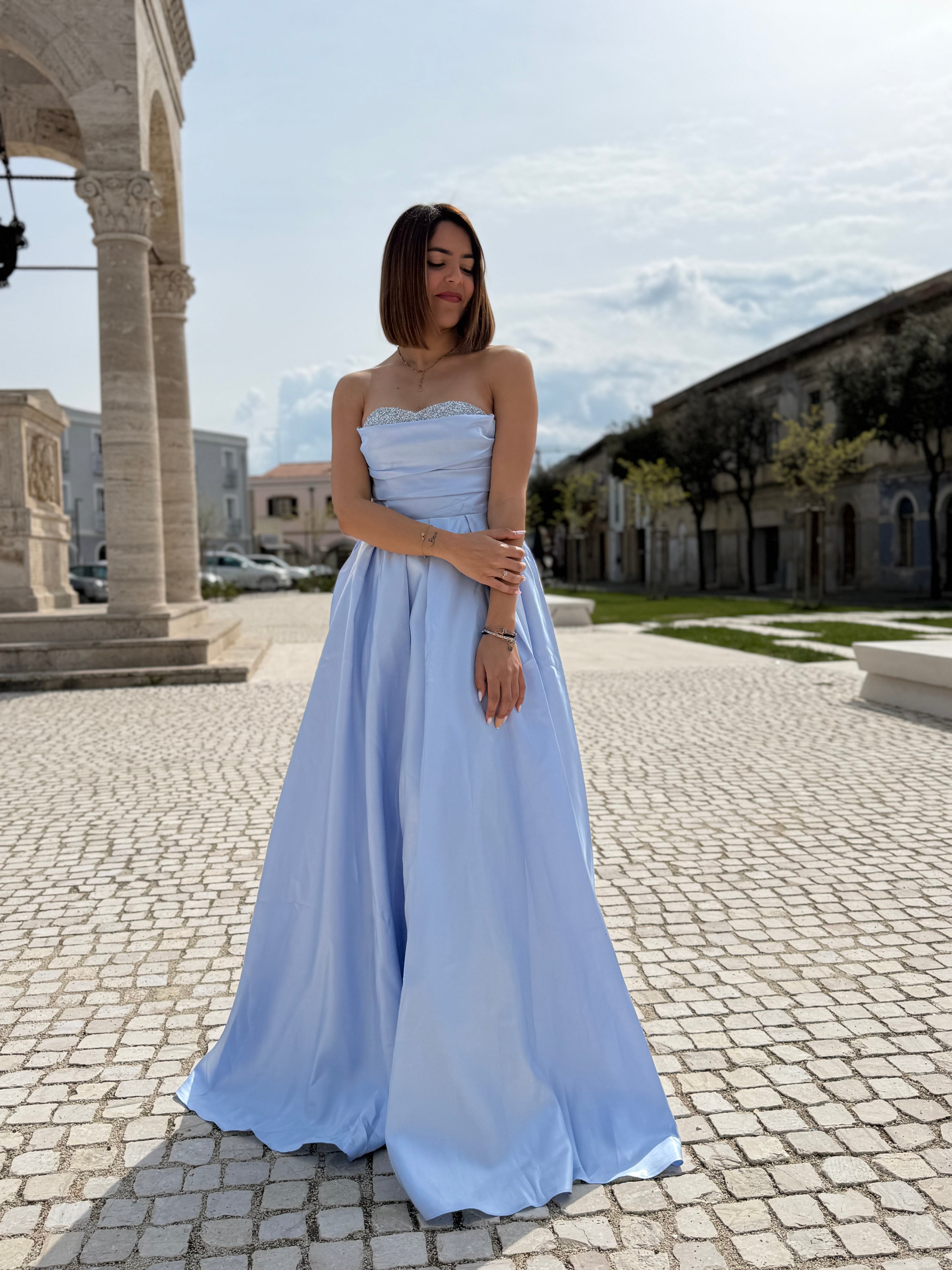 Maxi Abito “Lumiere” celeste