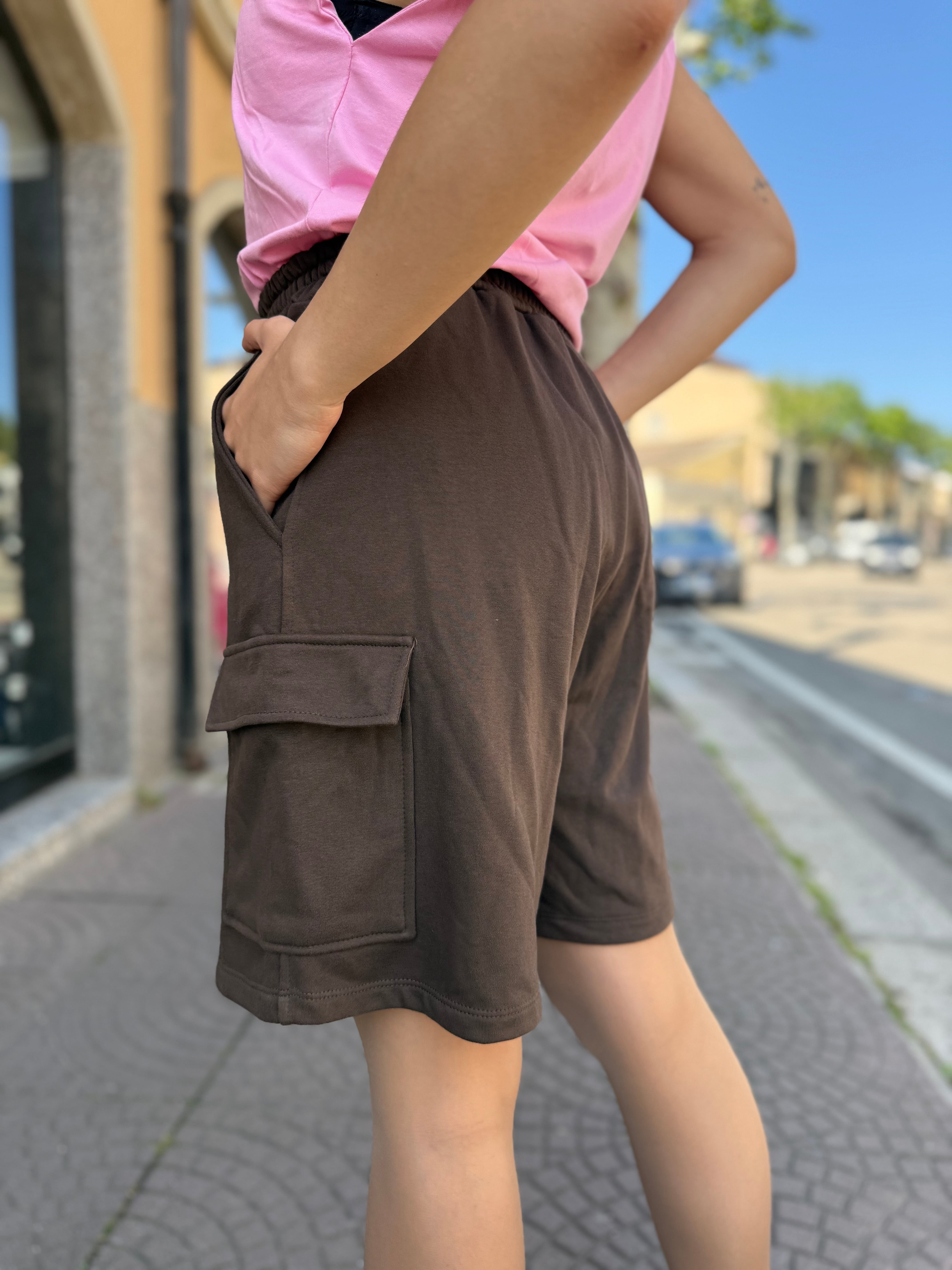 Maxi short Lumina “Level up” marrone