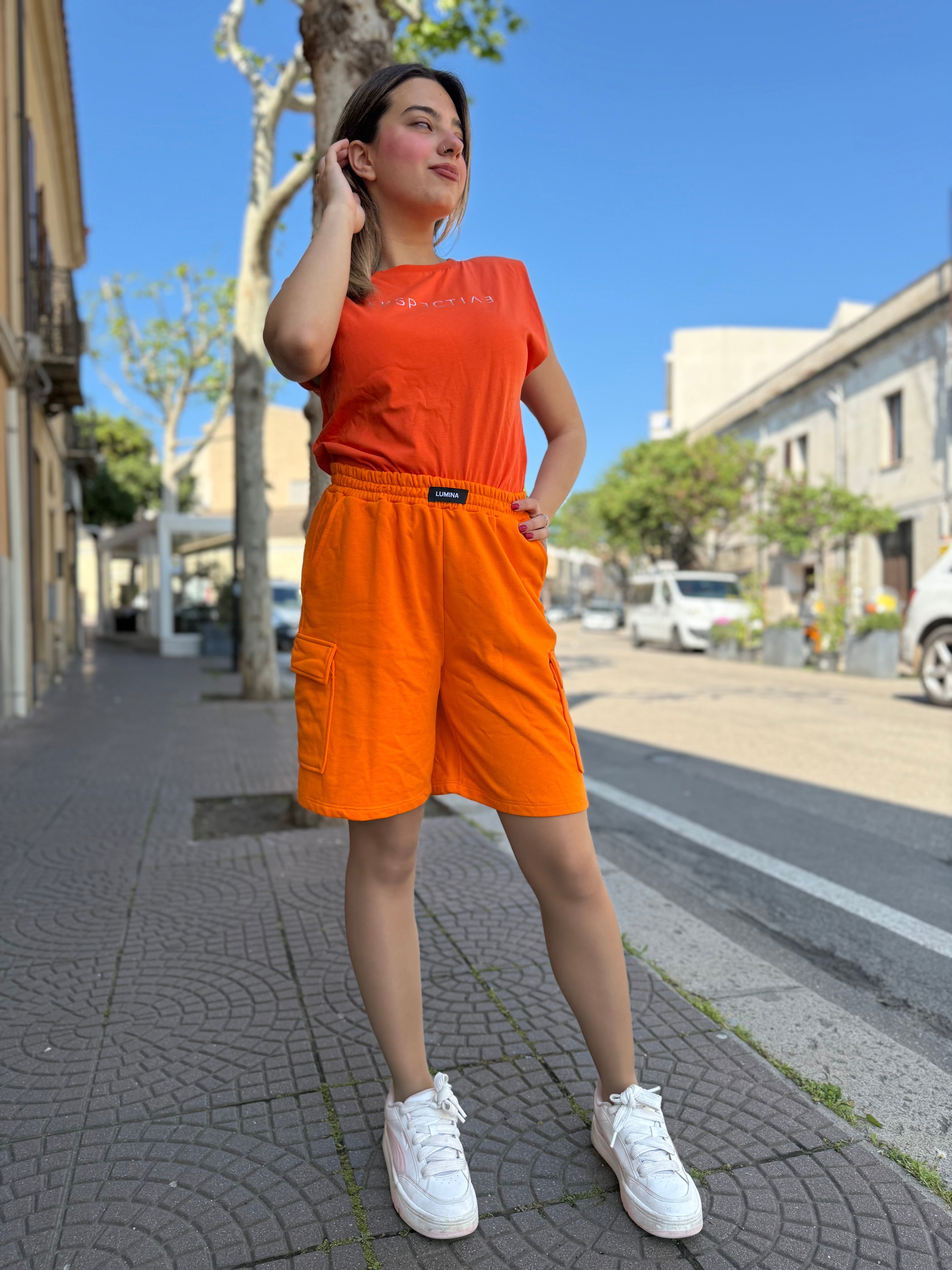 Maxi short Lumina “Level up” arancio