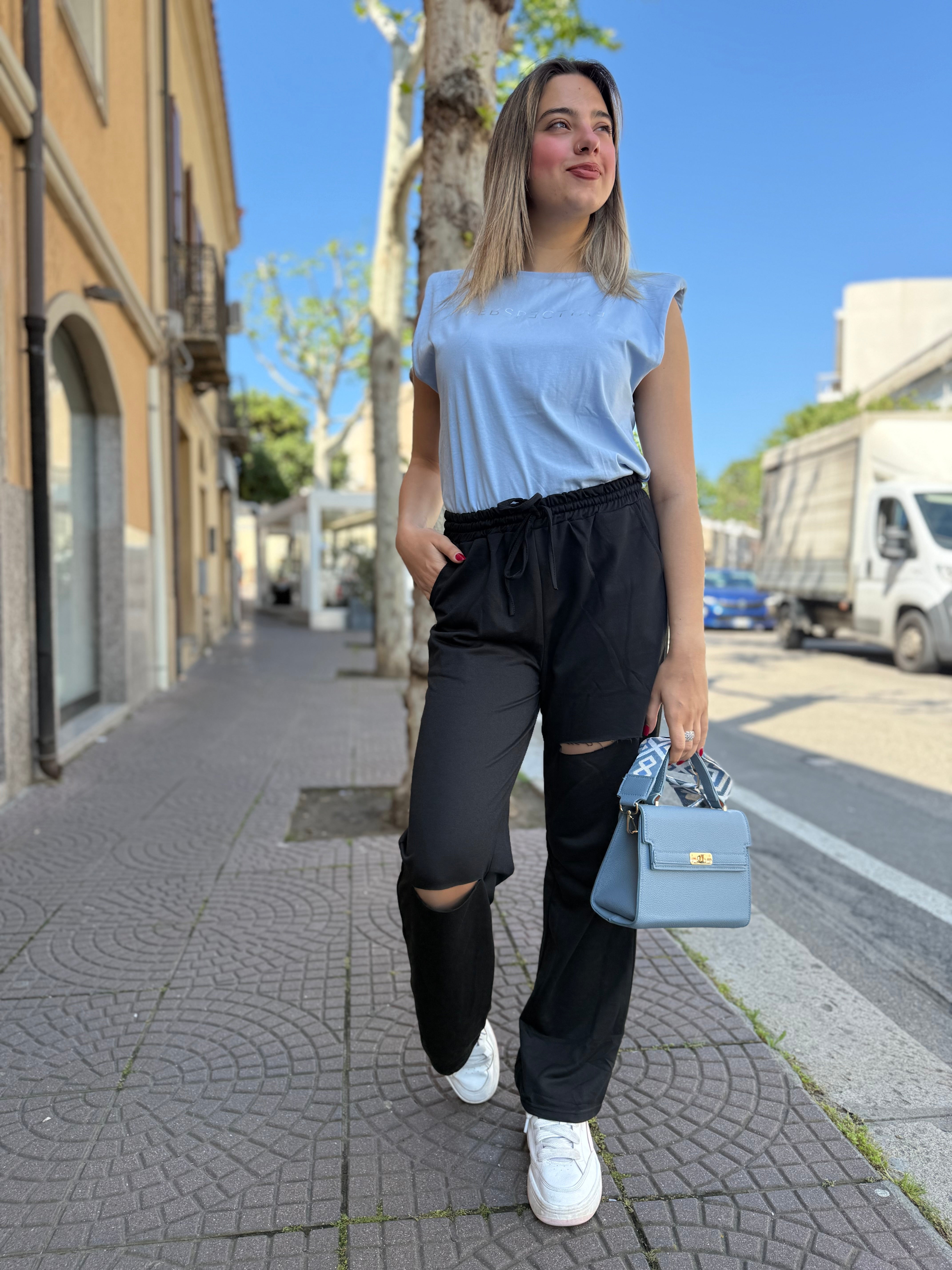 Top Lumina “Perspective” Azzurro