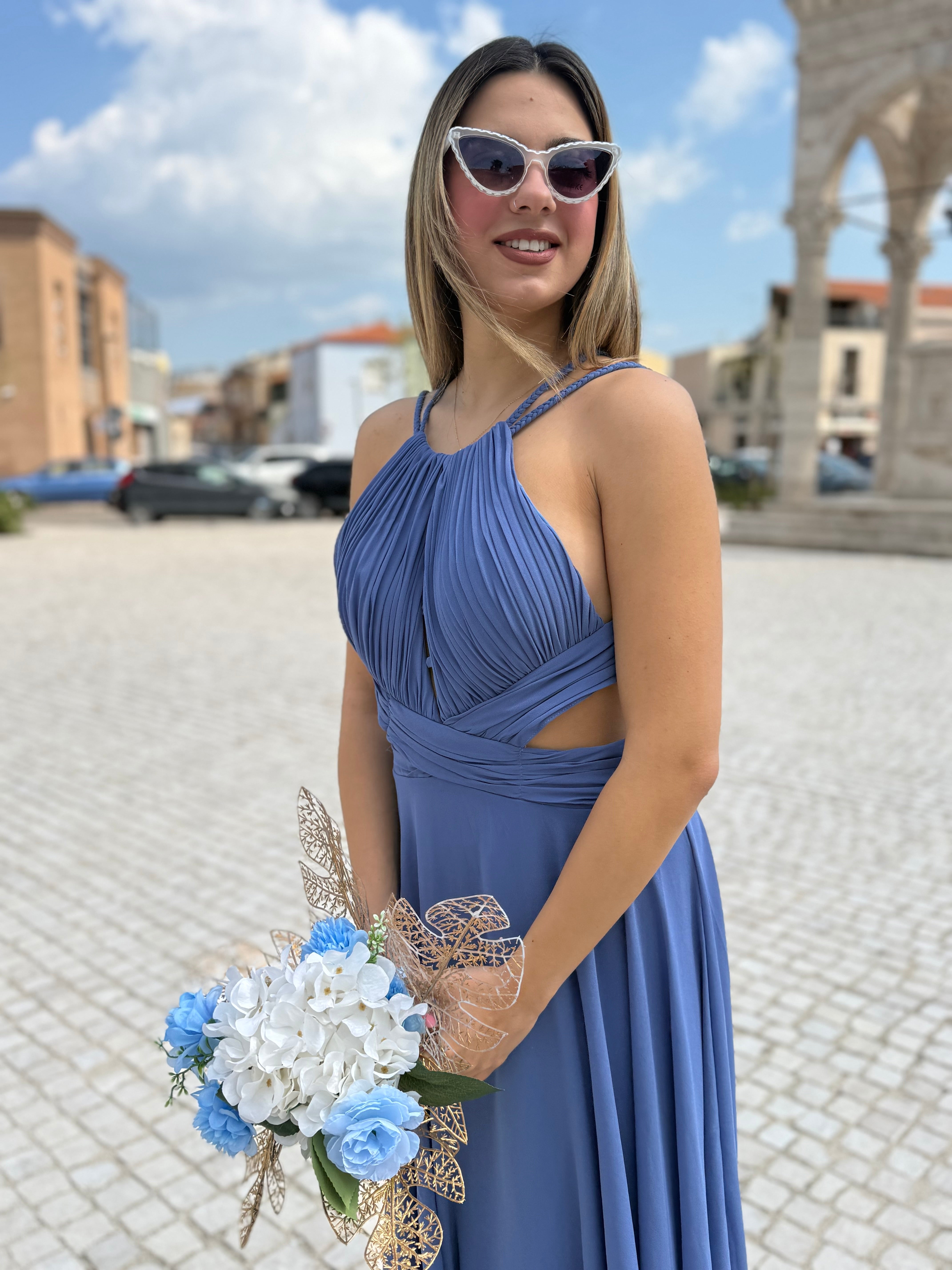 Maxi abito “Let’s celebrate” blu