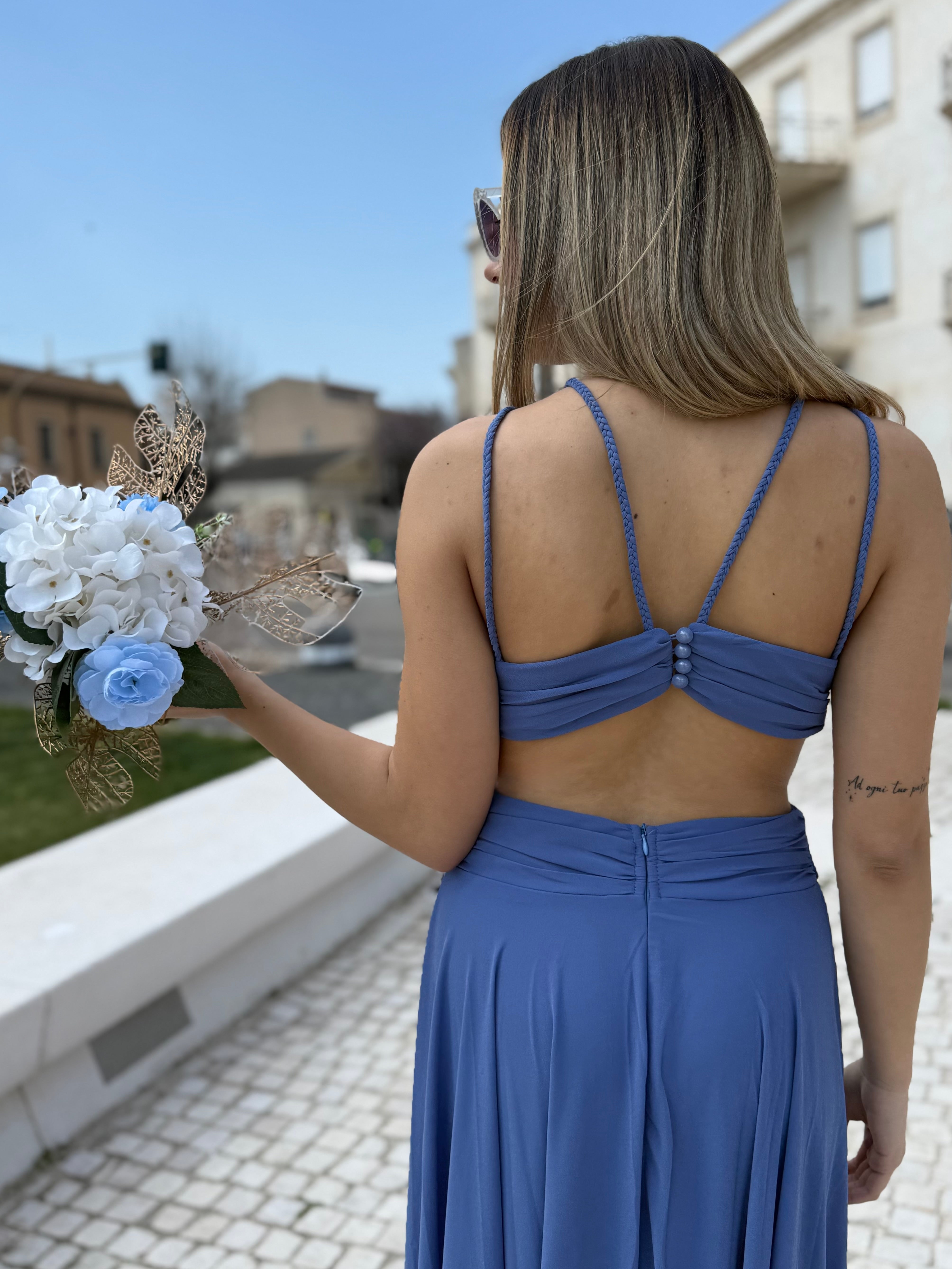 Maxi abito “Let’s celebrate” blu