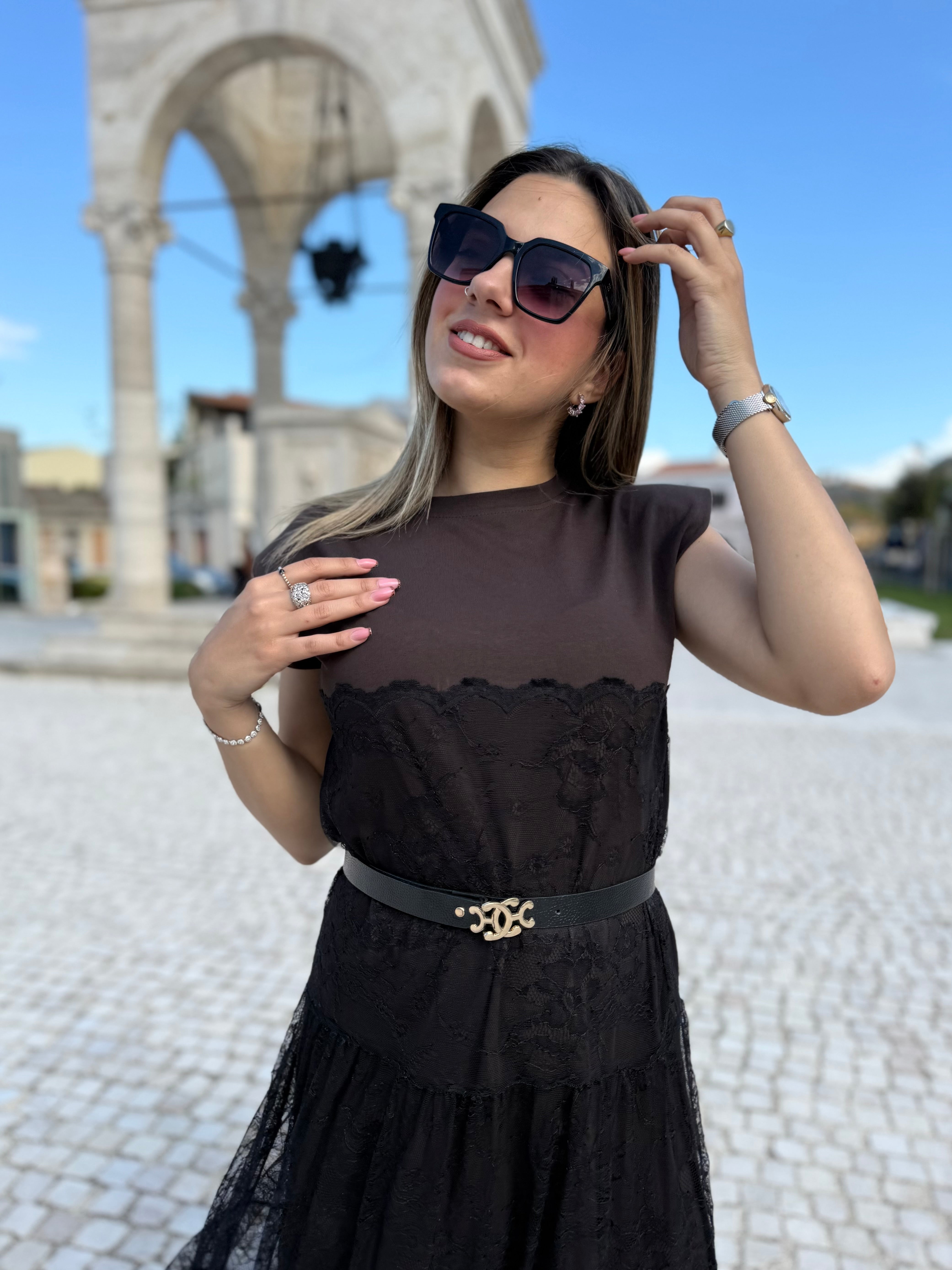 Abito “Lace Layer” marrone