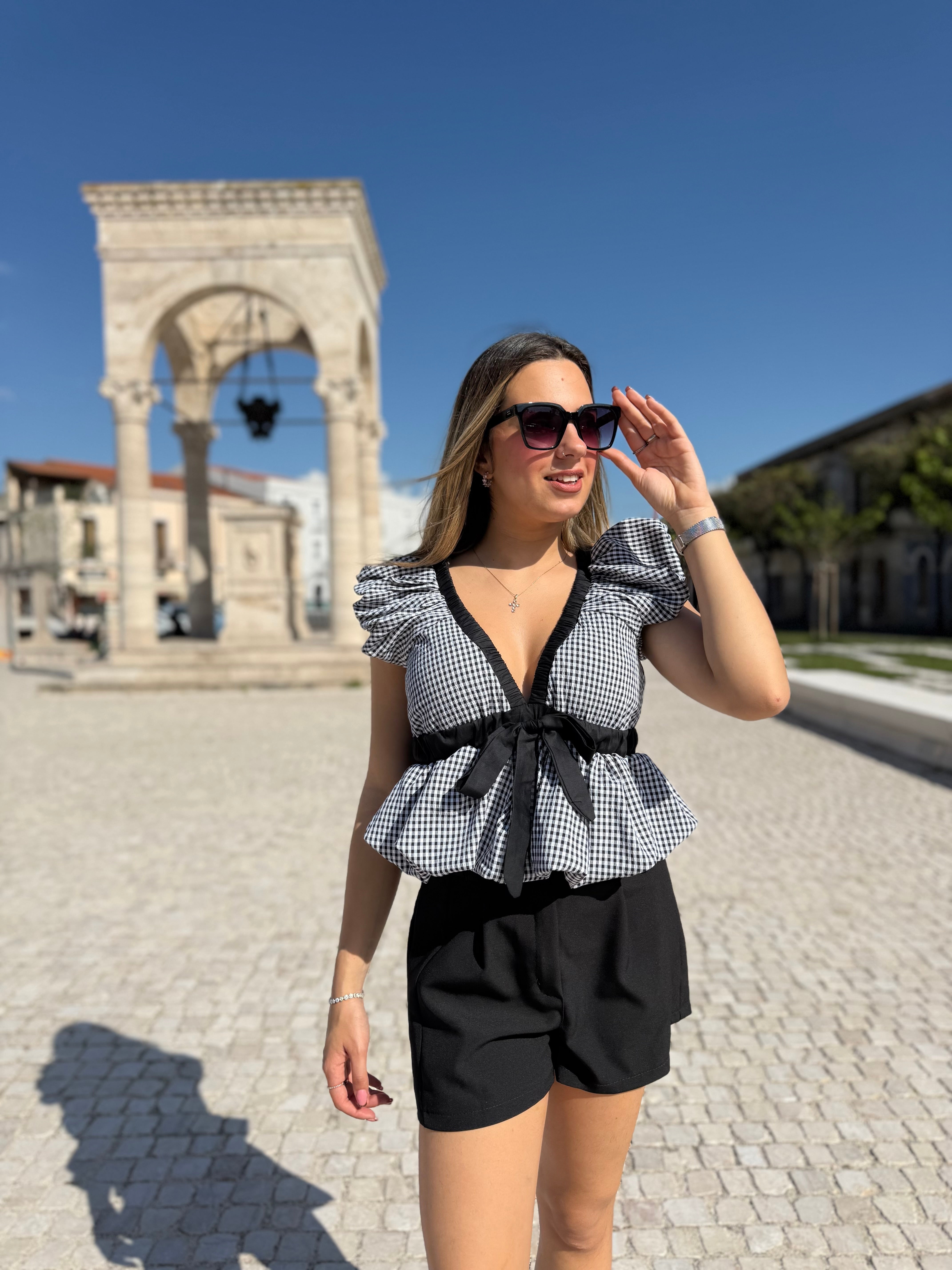 Top “Vichy Breeze” nero