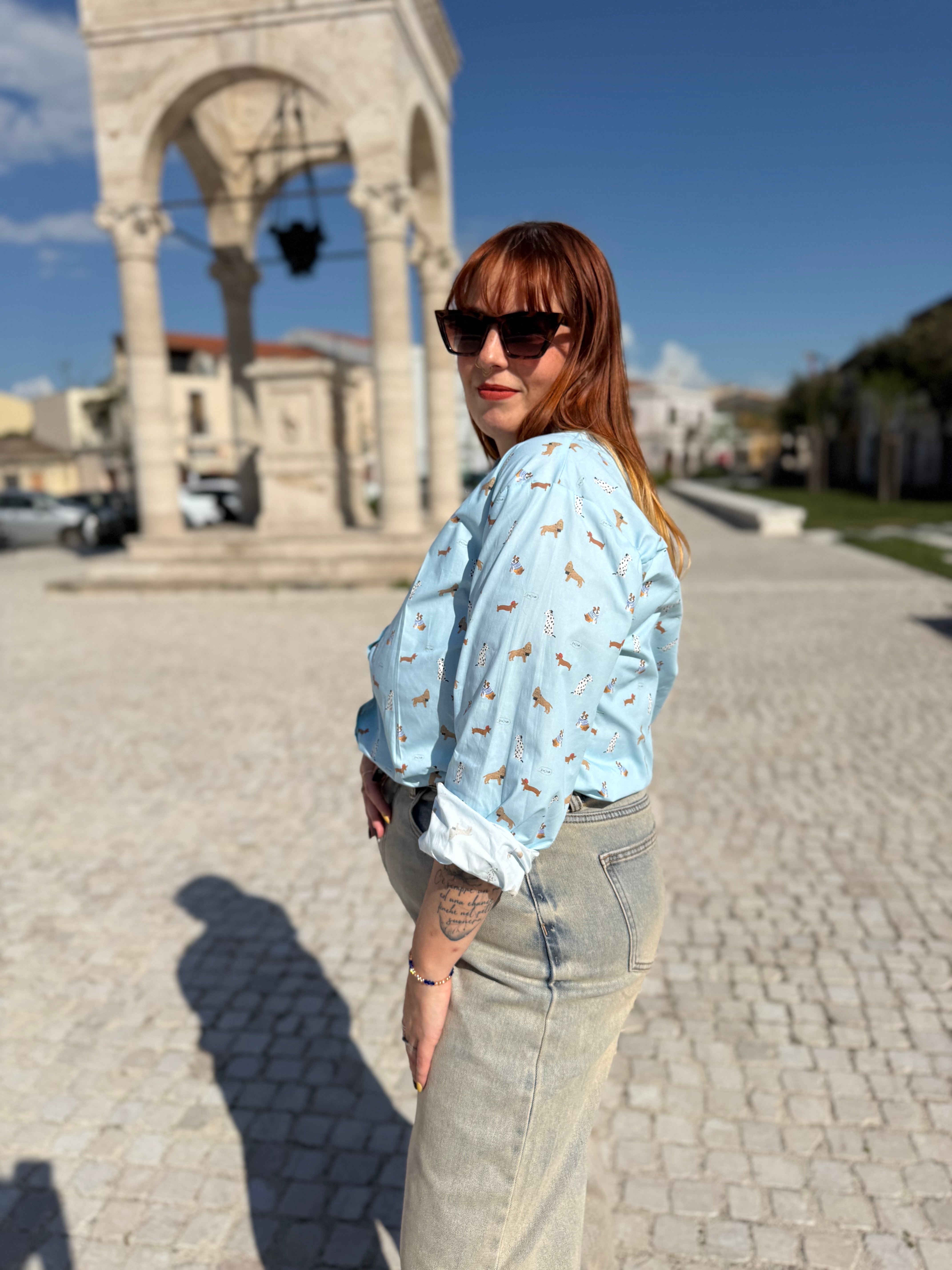 Camicia “Doggie Lovers” celeste