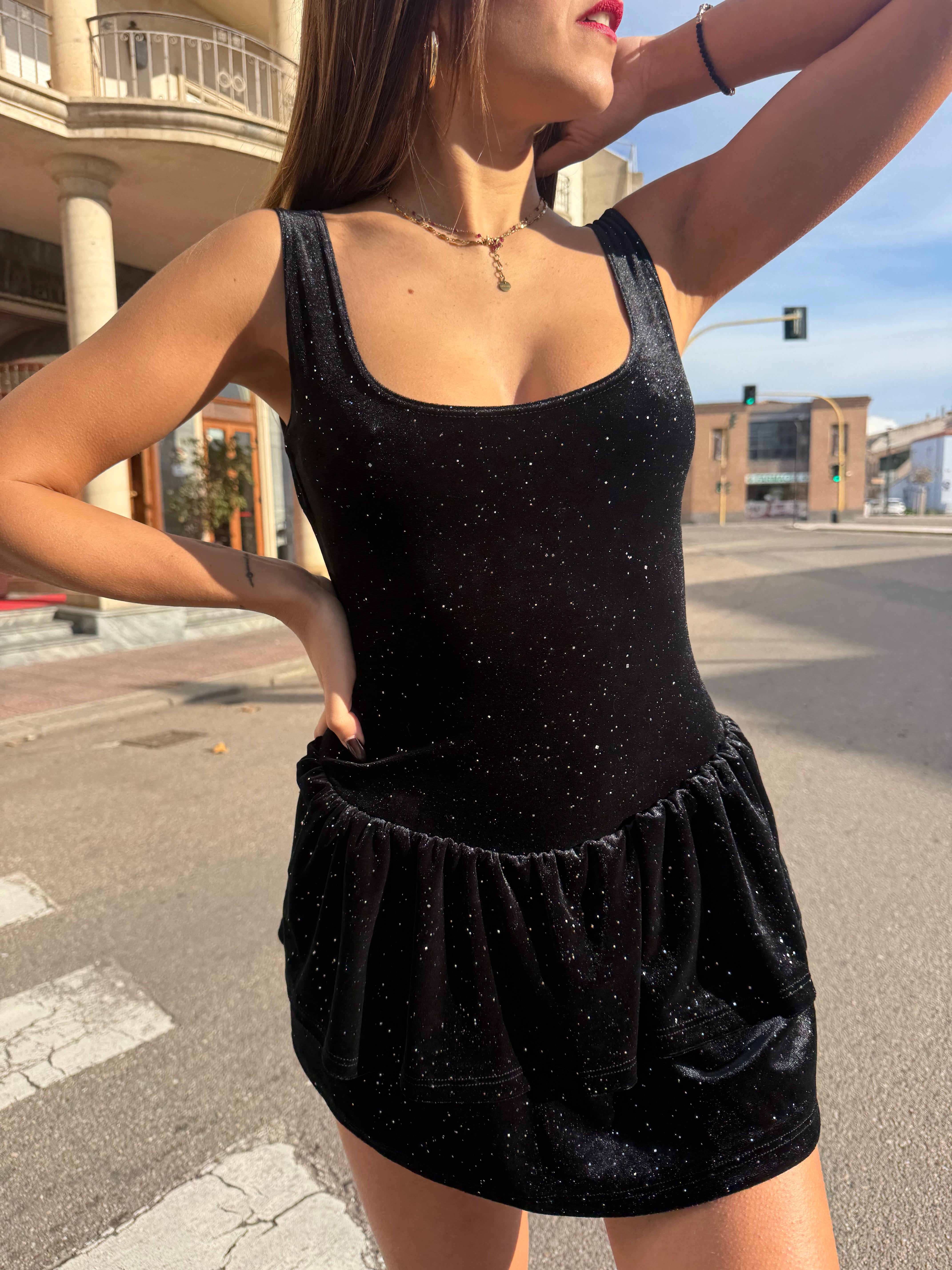 Mini abito “Velvet Glow” nero