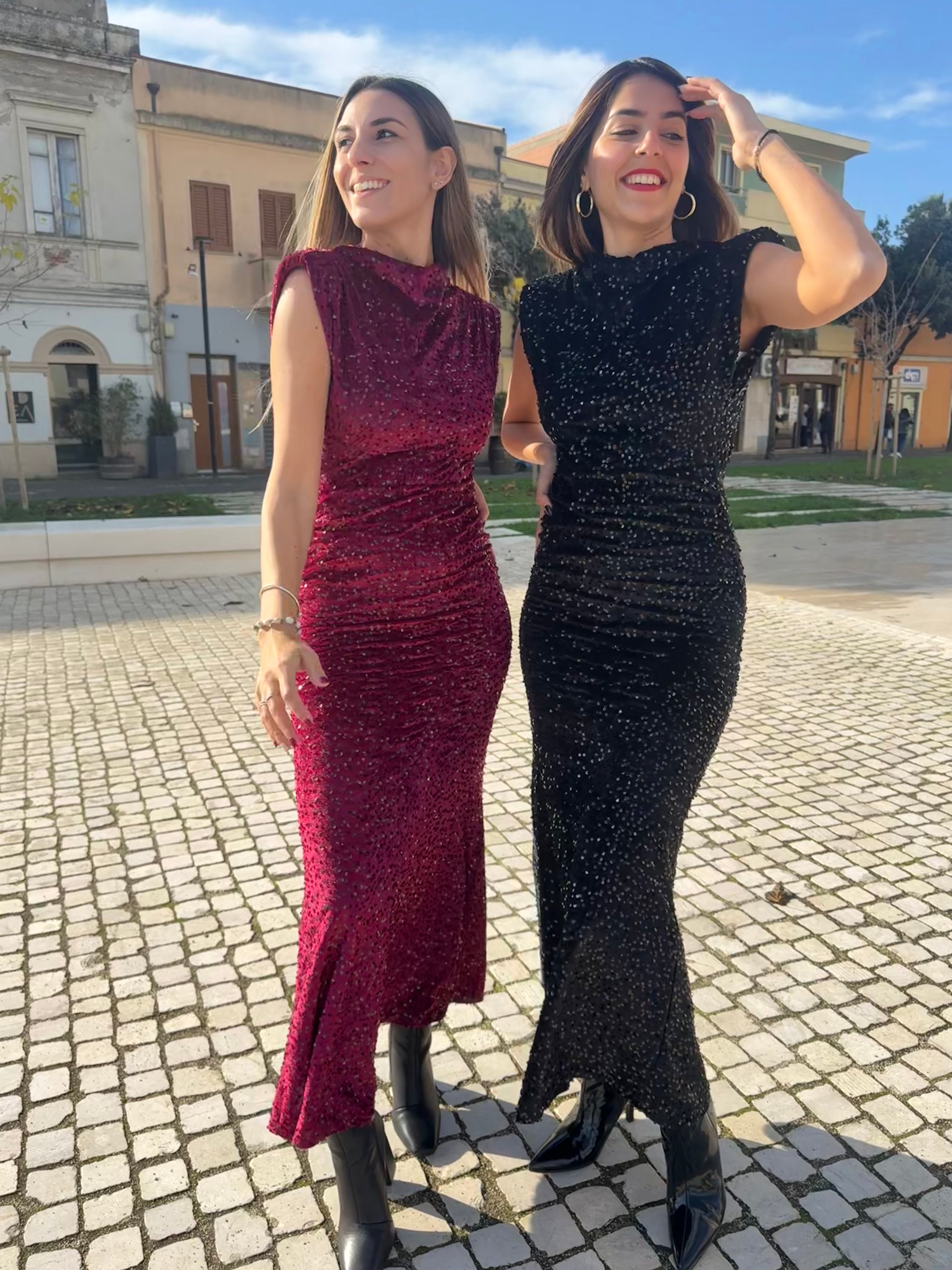 Maxi abito “Shining love” nero