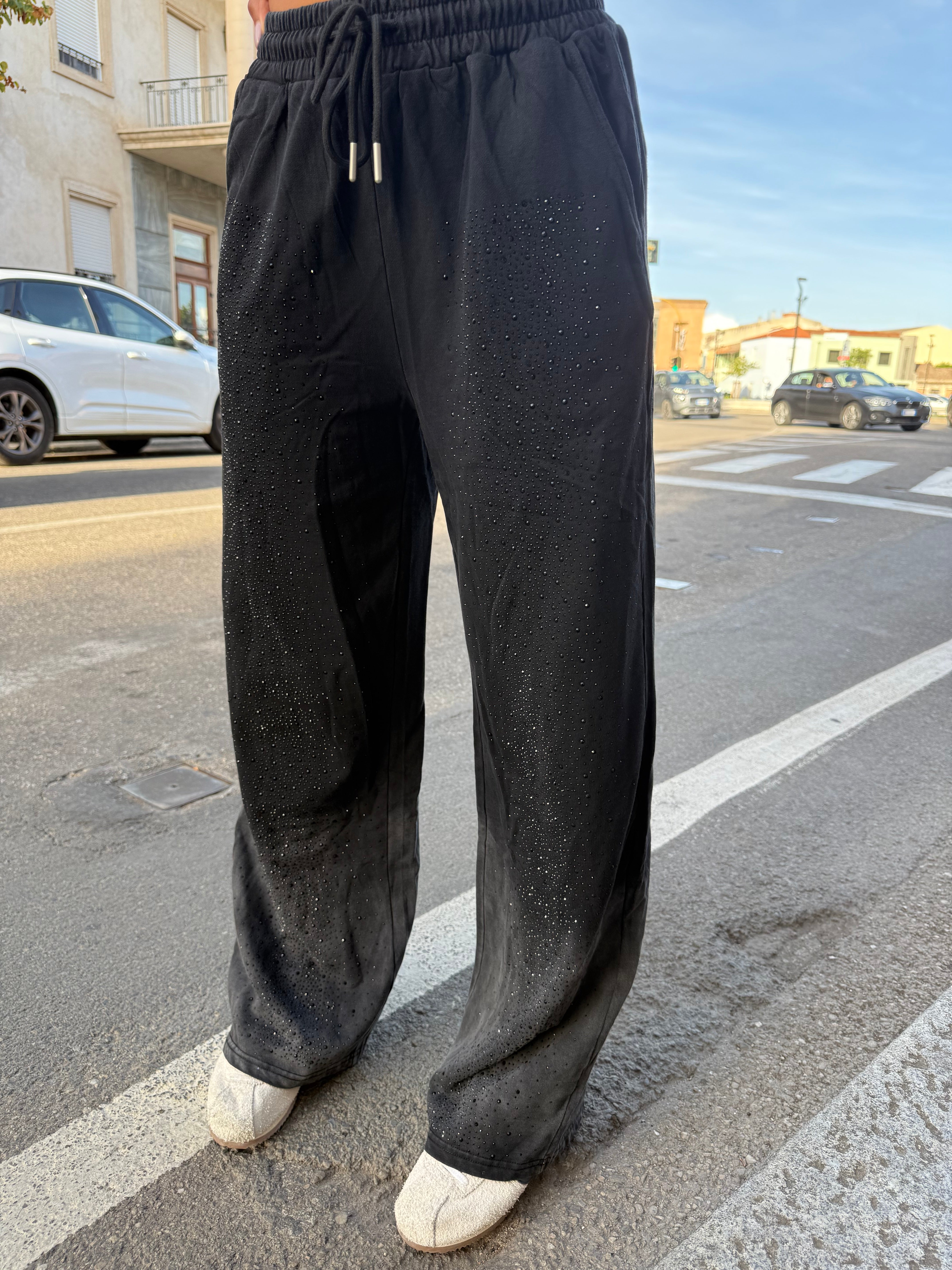 Pantaloni “Strass touch” neri