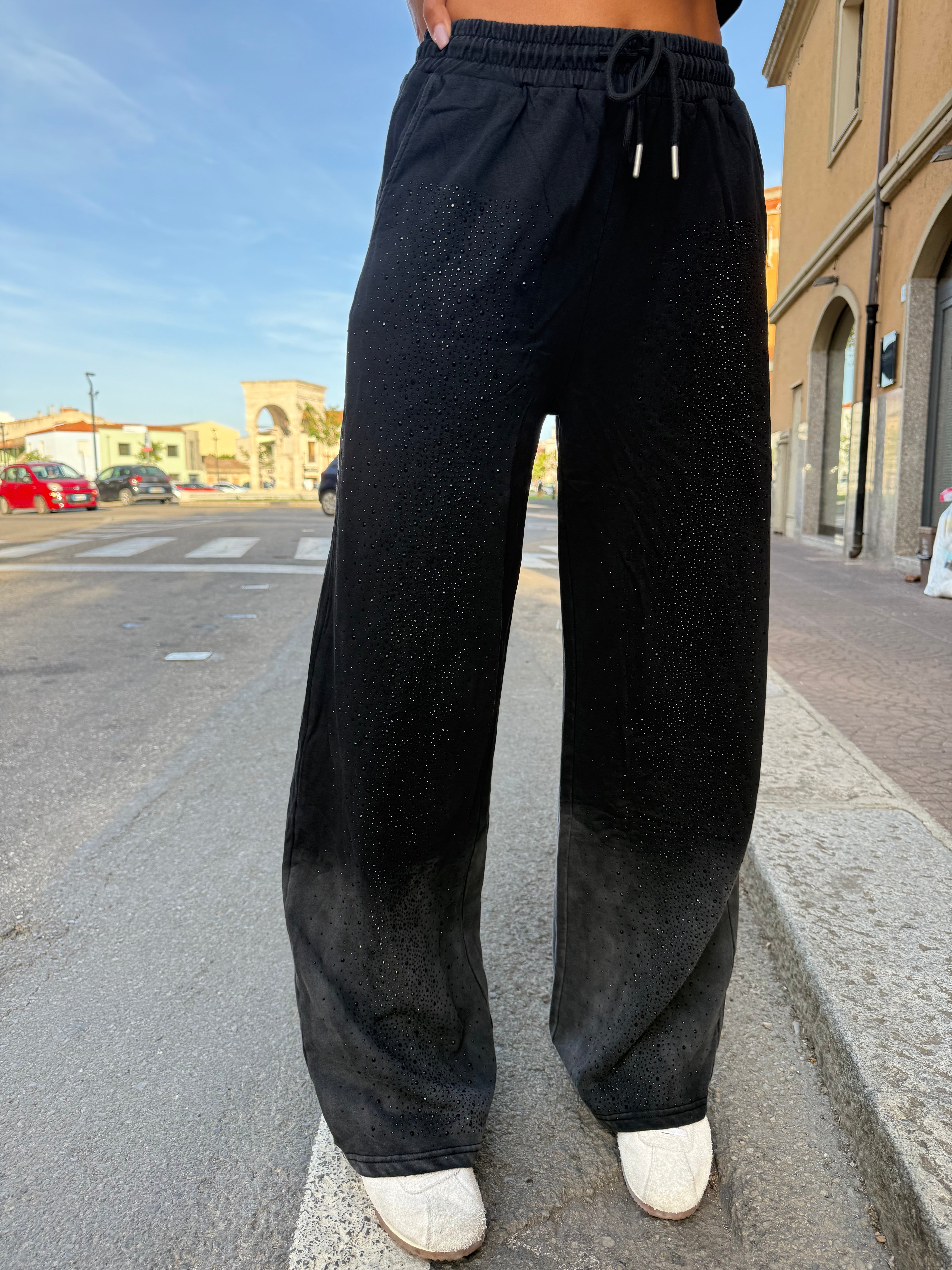 Pantaloni “Strass touch” neri