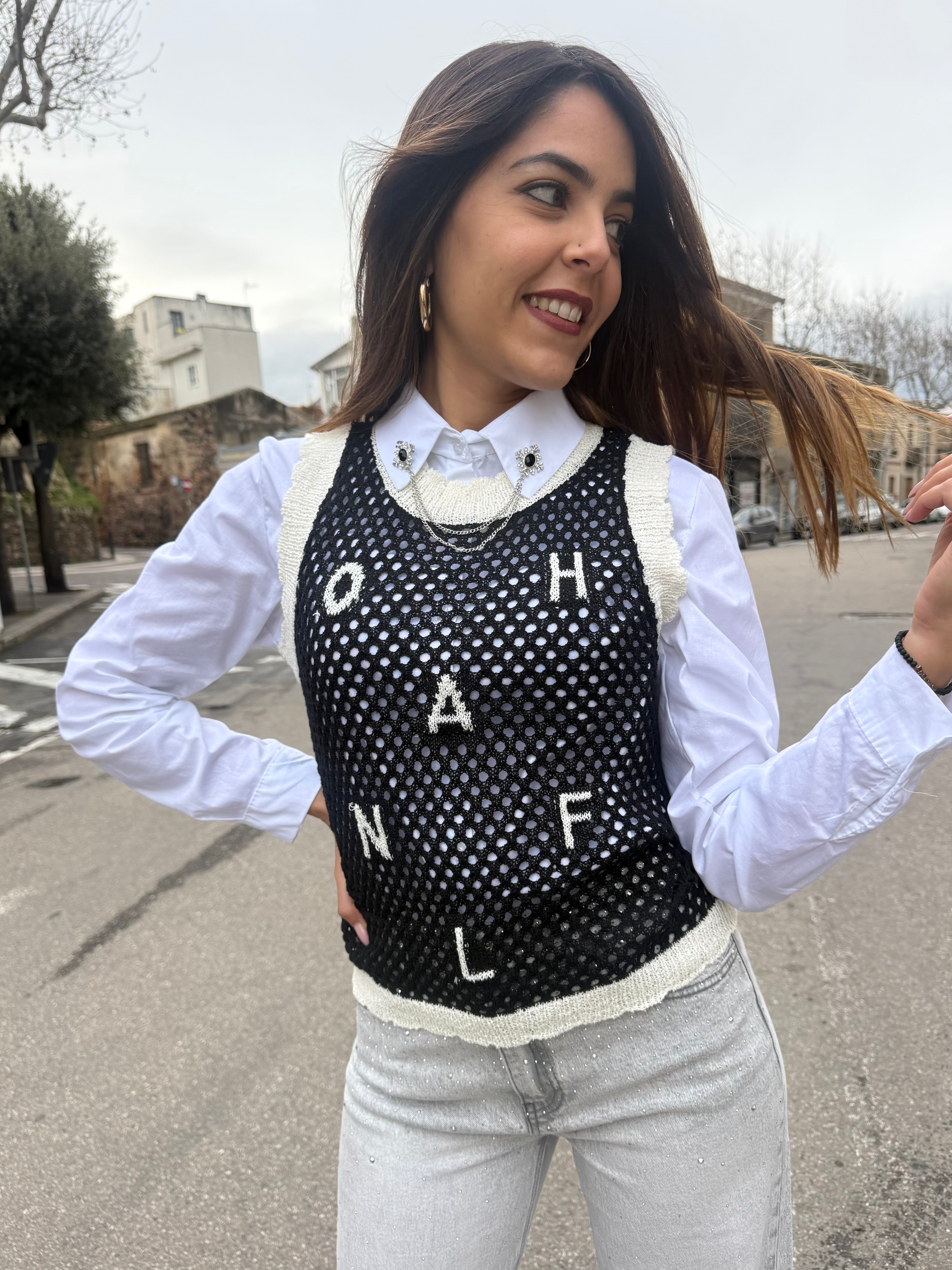 Gilet “Alphabet” nero