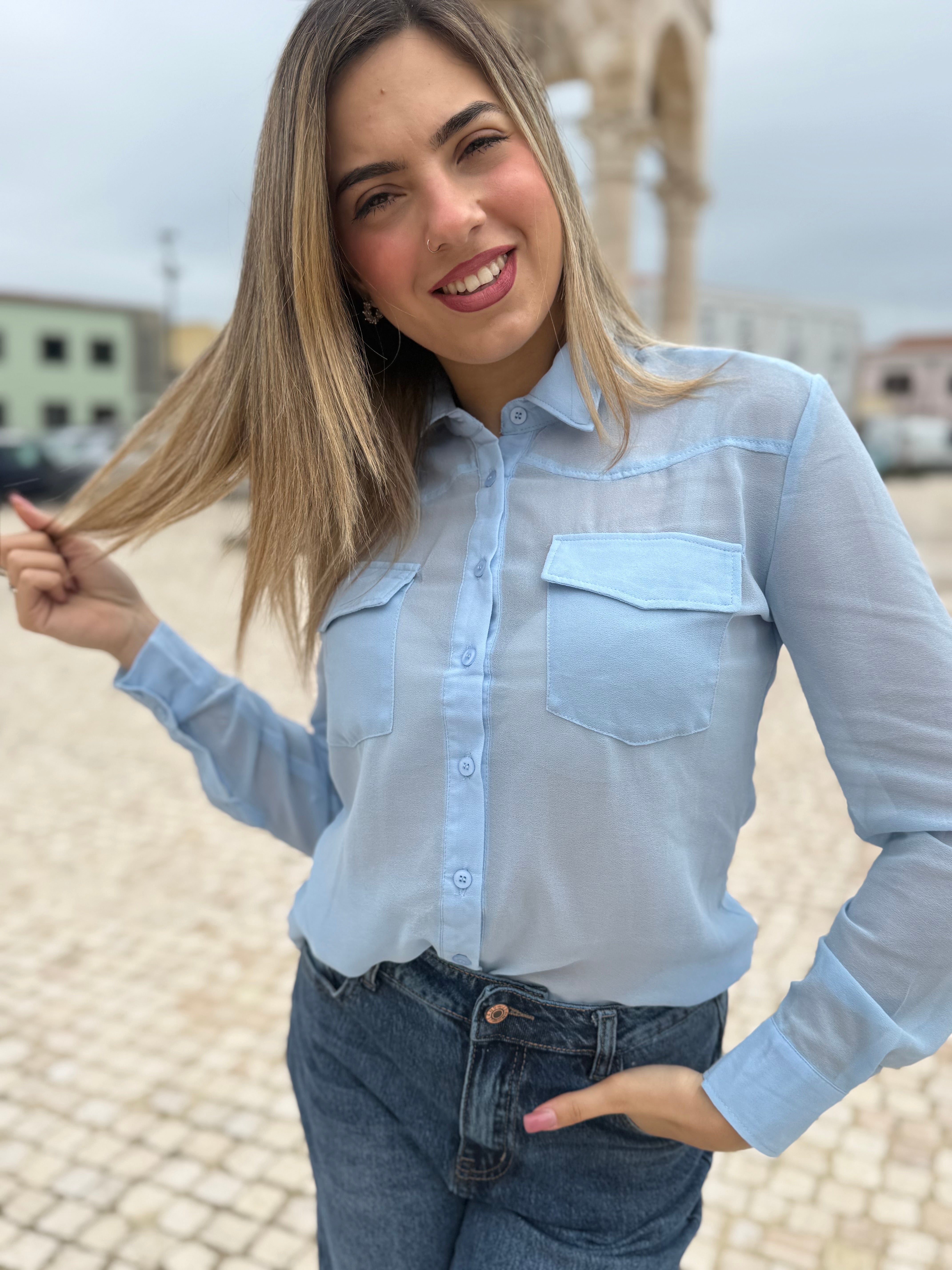 Camicia “Skycloud” celeste