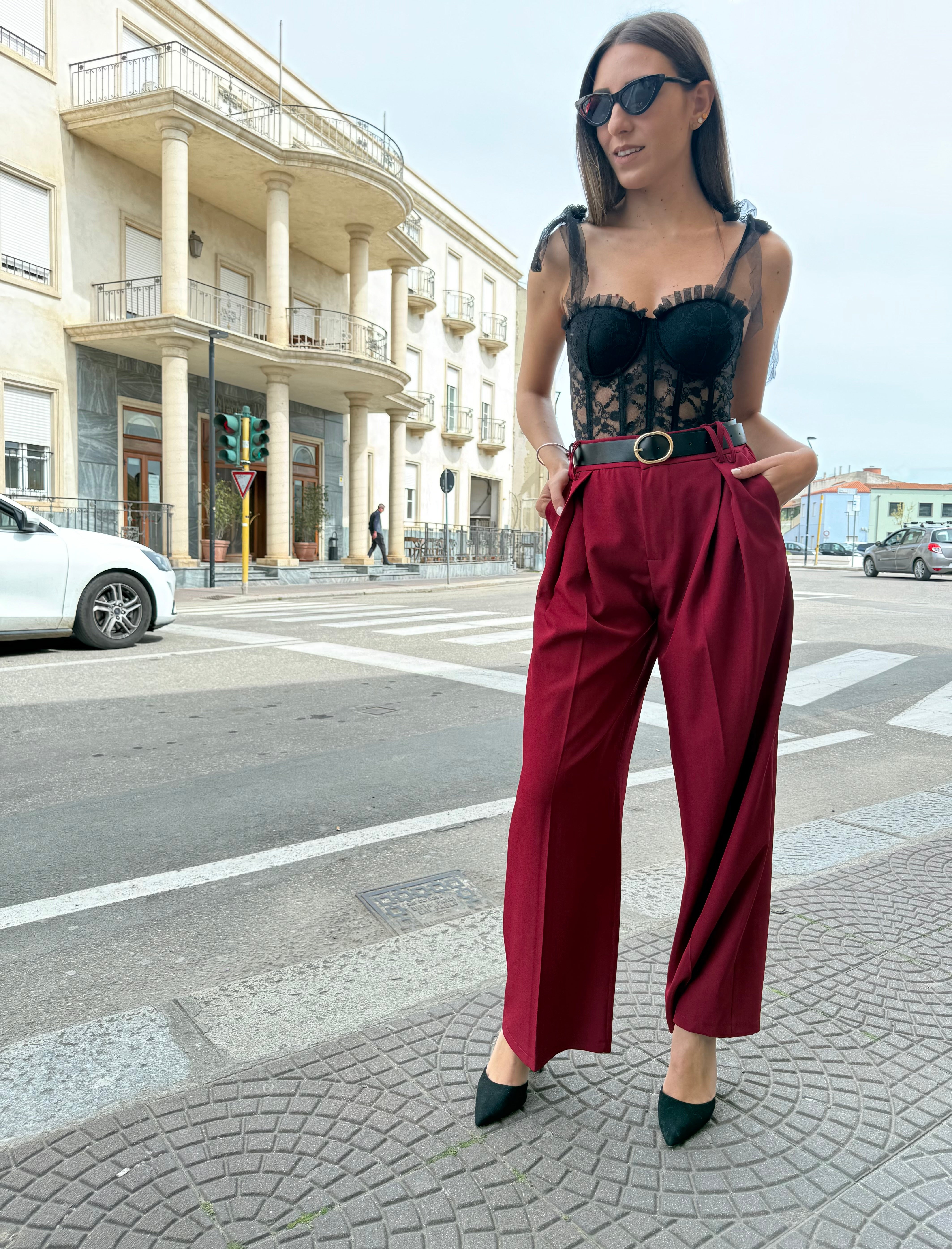 Pantaloni “Dafne” bordeaux