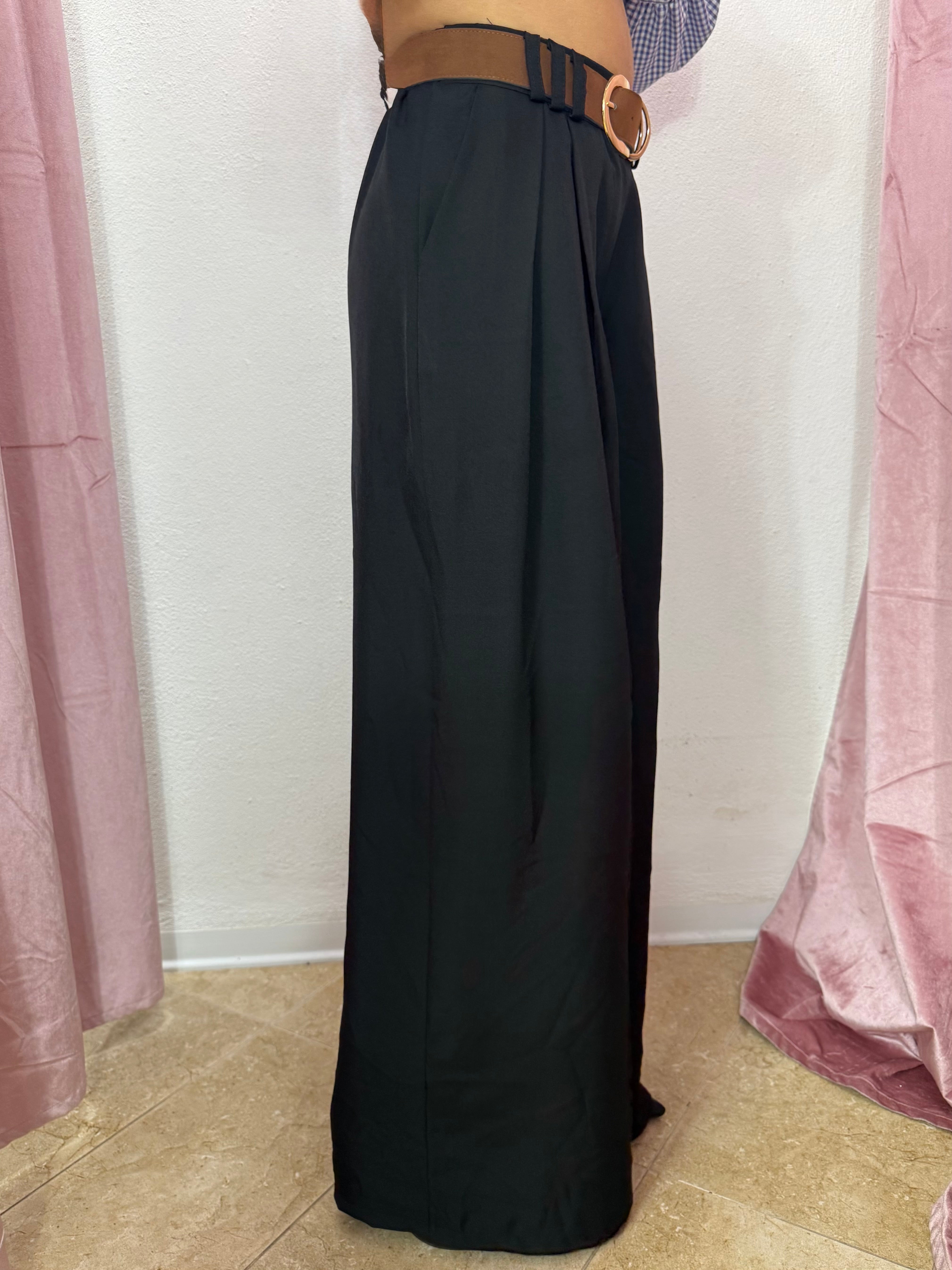 Pantaloni “Belted Flow” nero