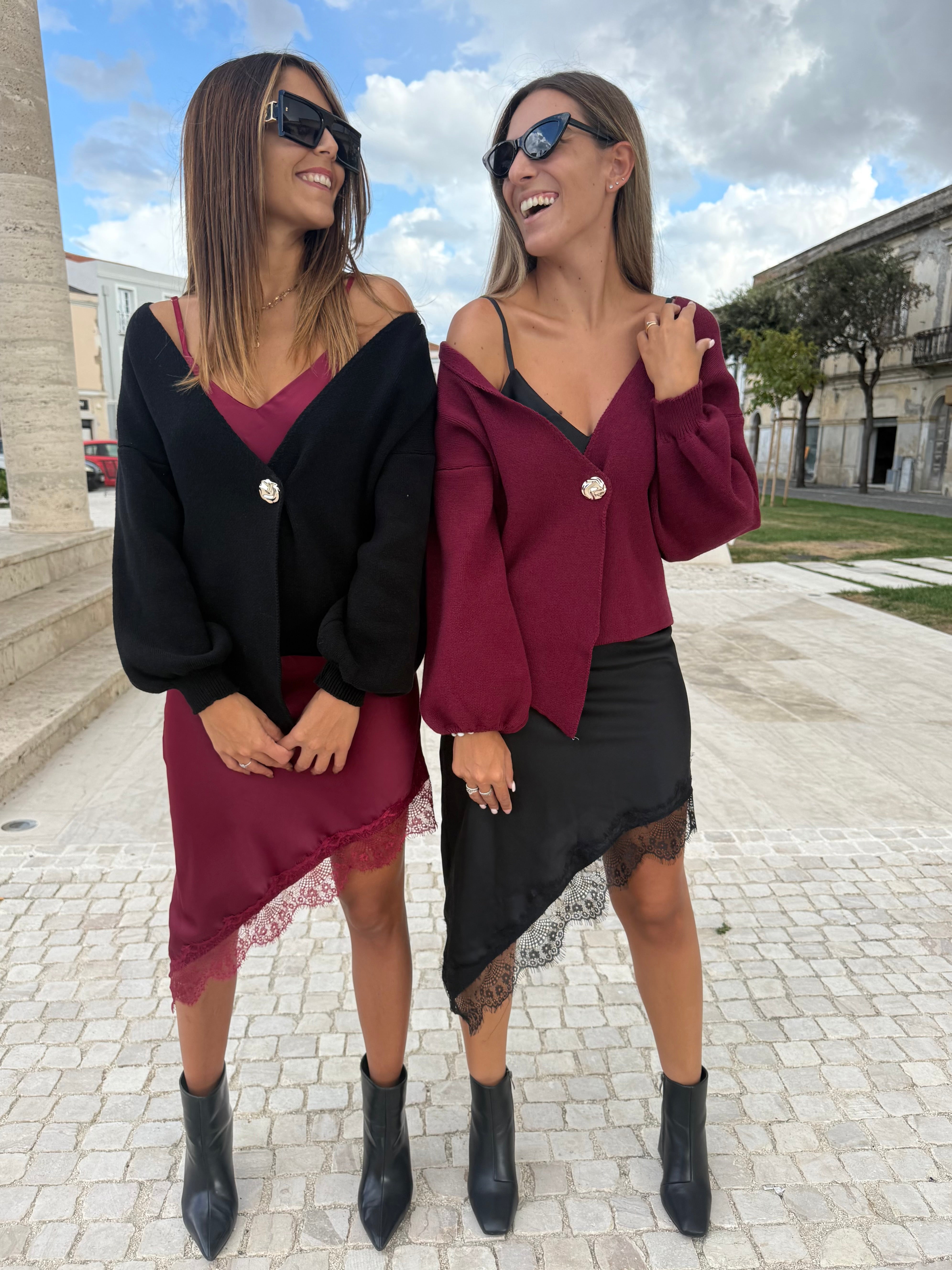 Cardigan “Golden Charm” Bordeaux