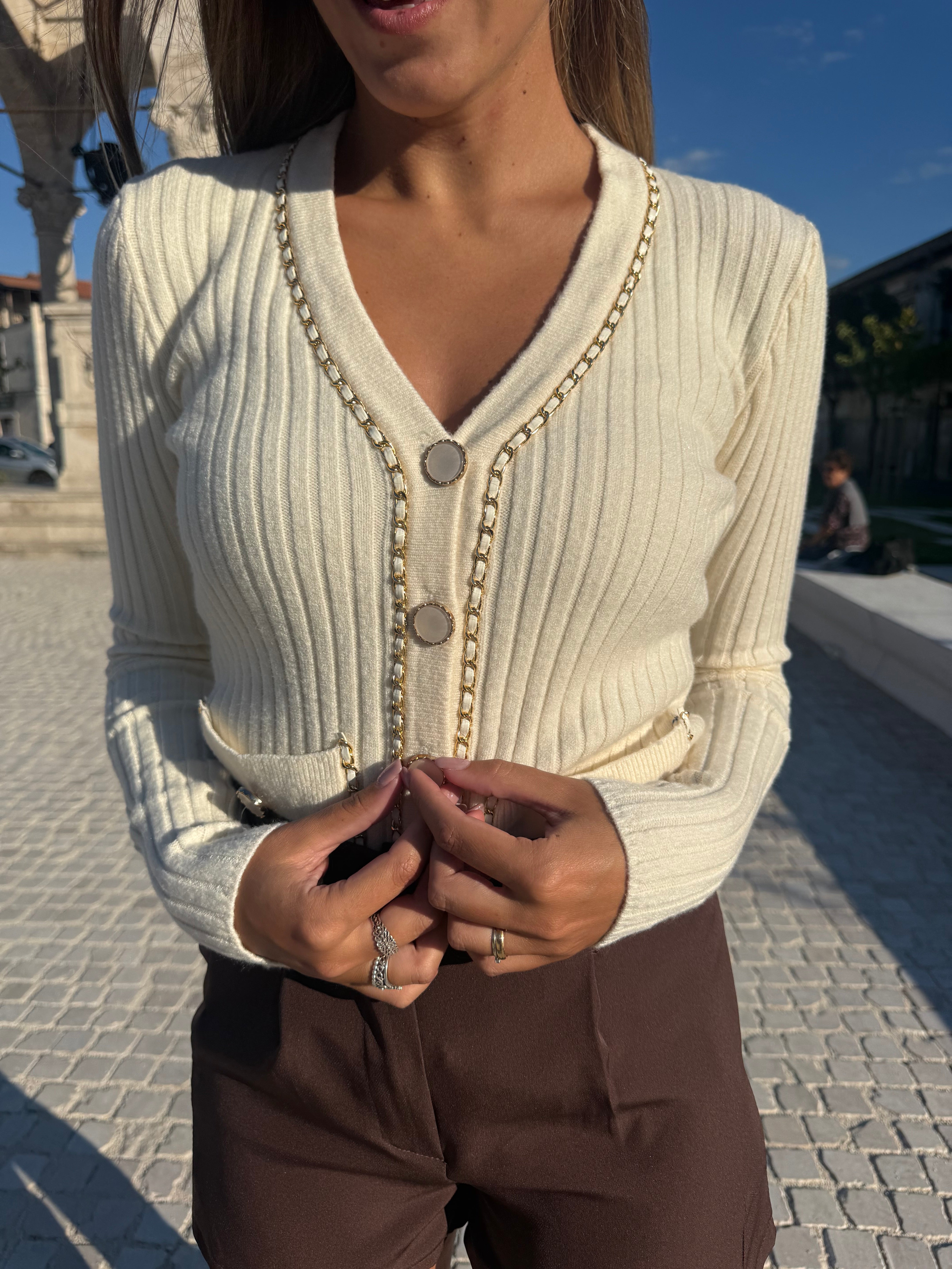 Cardigan “Royal Chain” panna