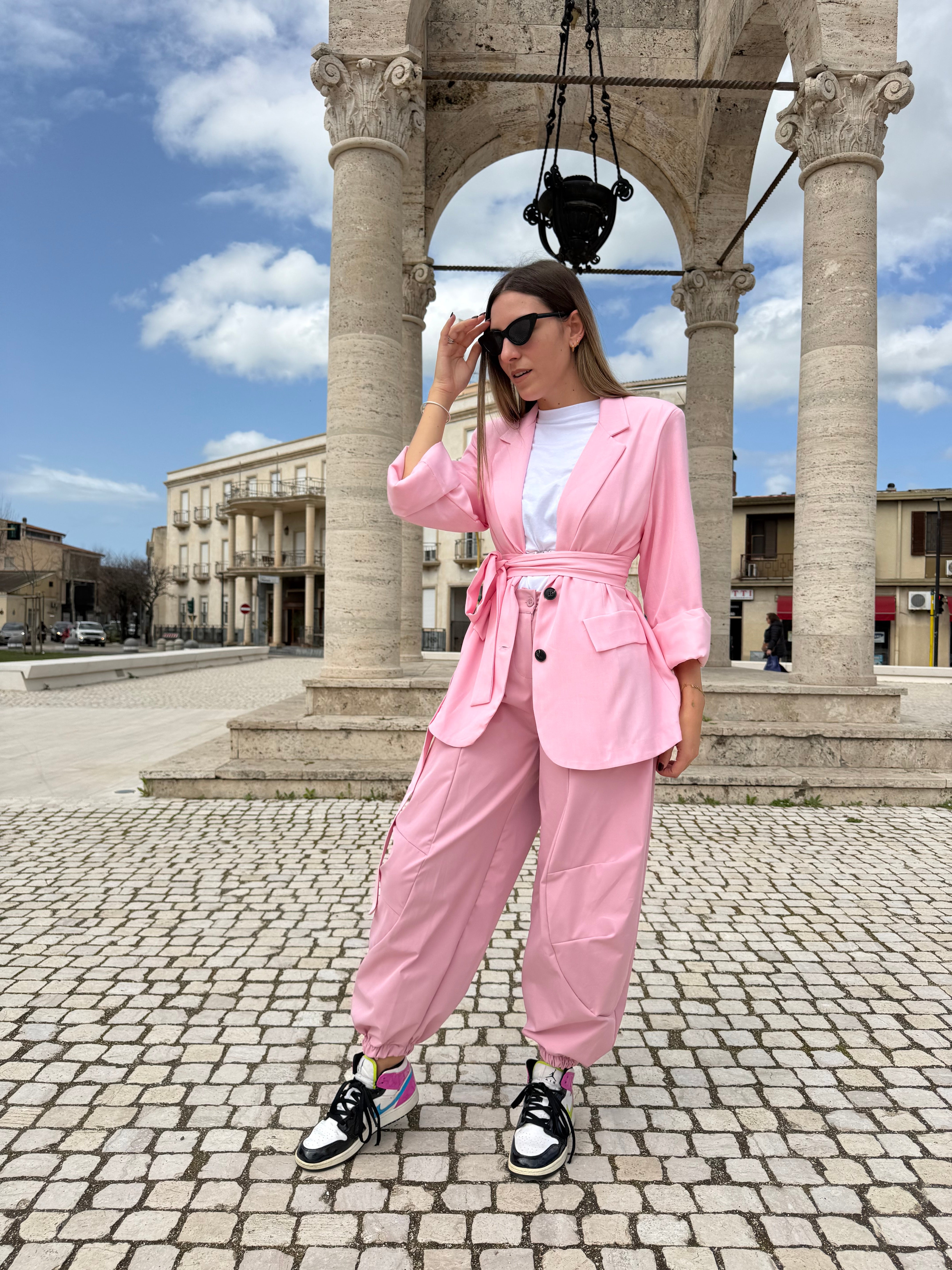 Blazer “Grace Belt” rosa baby
