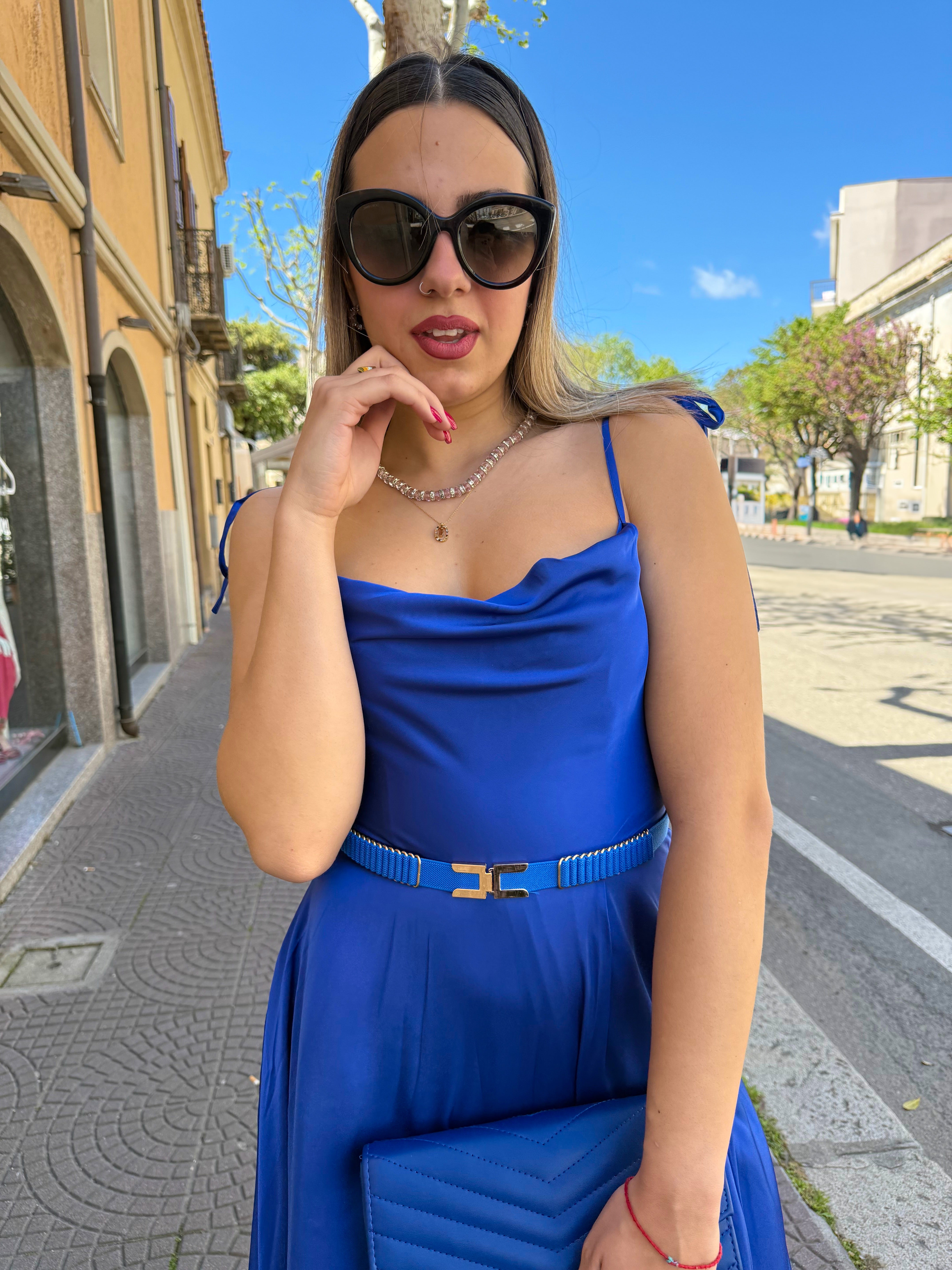 Maxi abito “Well done” blu