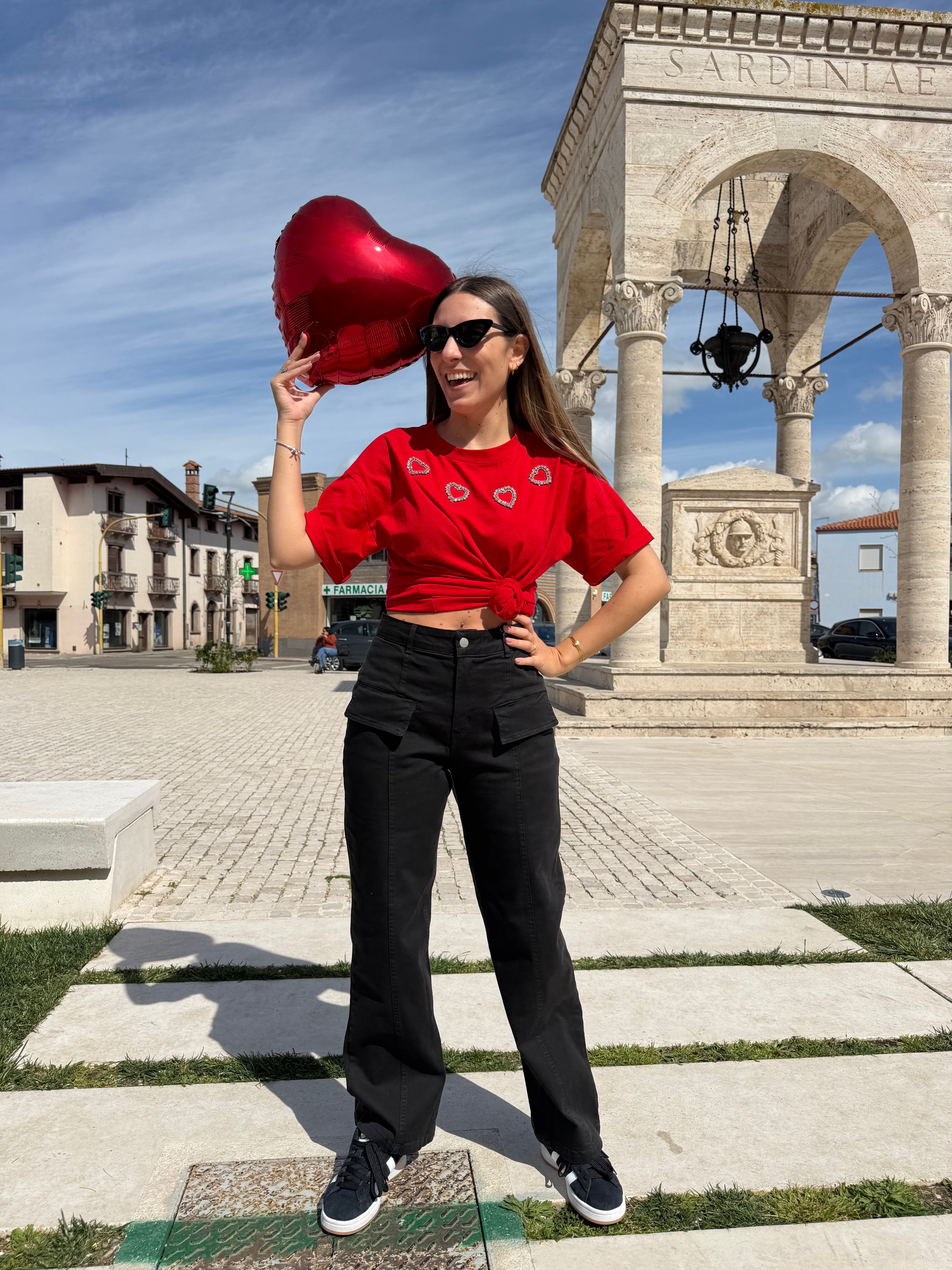 T-Shirt “Sparkle Hearts “ rossa